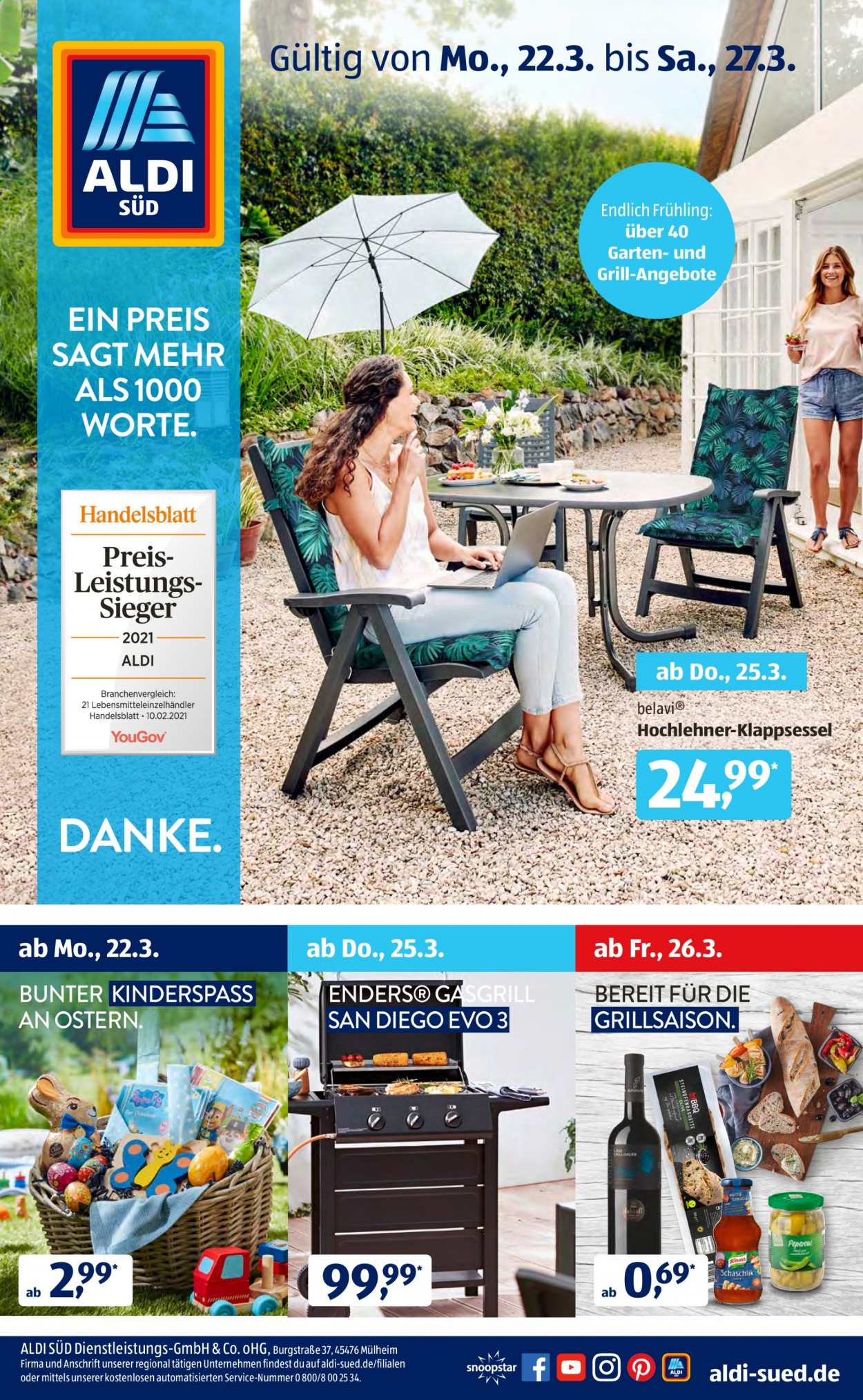 ALDI SÜD Prospekte  - 22.03.2021 - 27.03.2021. Seite 1
