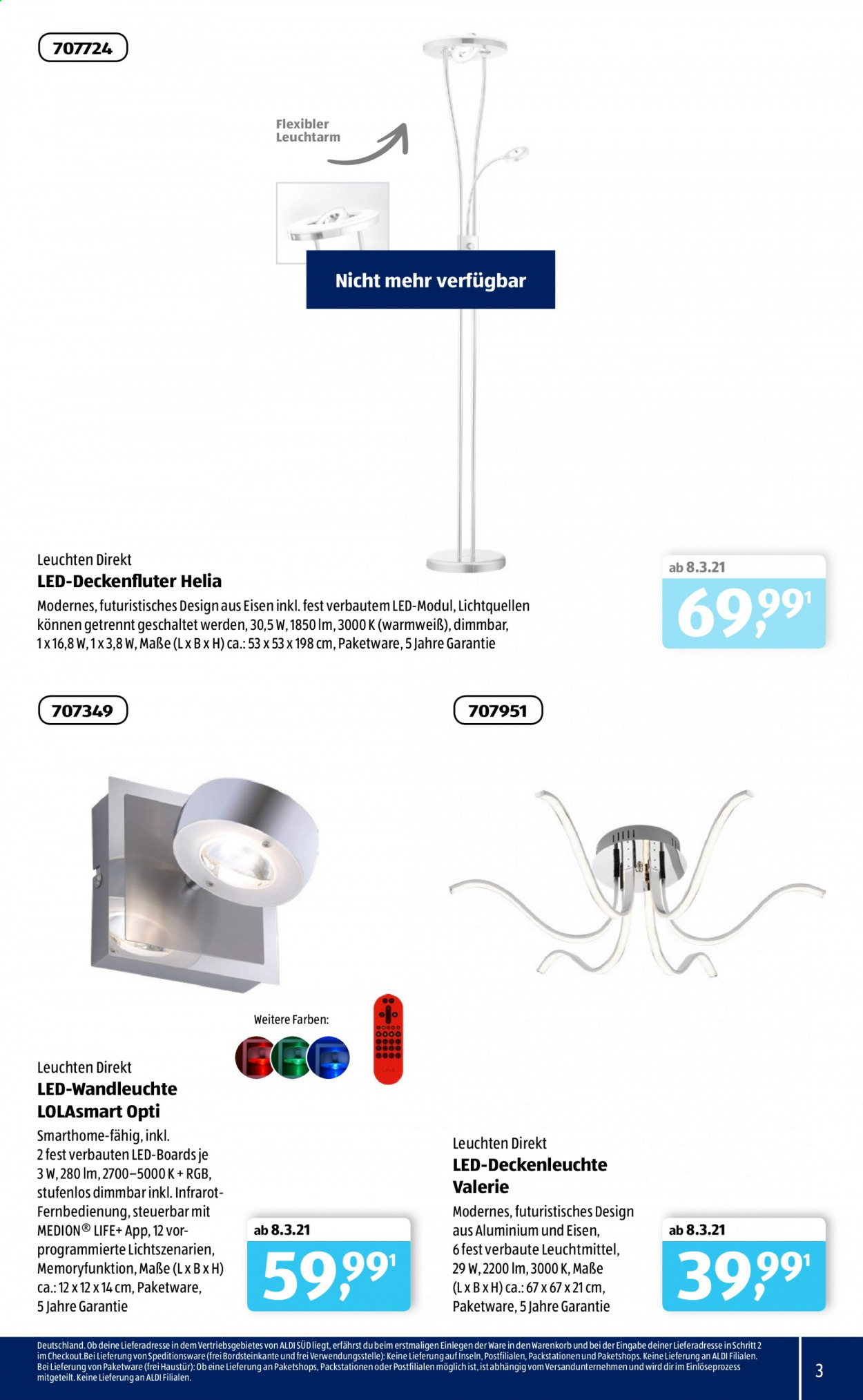 thumbnail - Prospekte ALDI SÜD - Produkte in Aktion - Medion, Deckenleuchte, LED-Deckenleuchte. Seite 3.