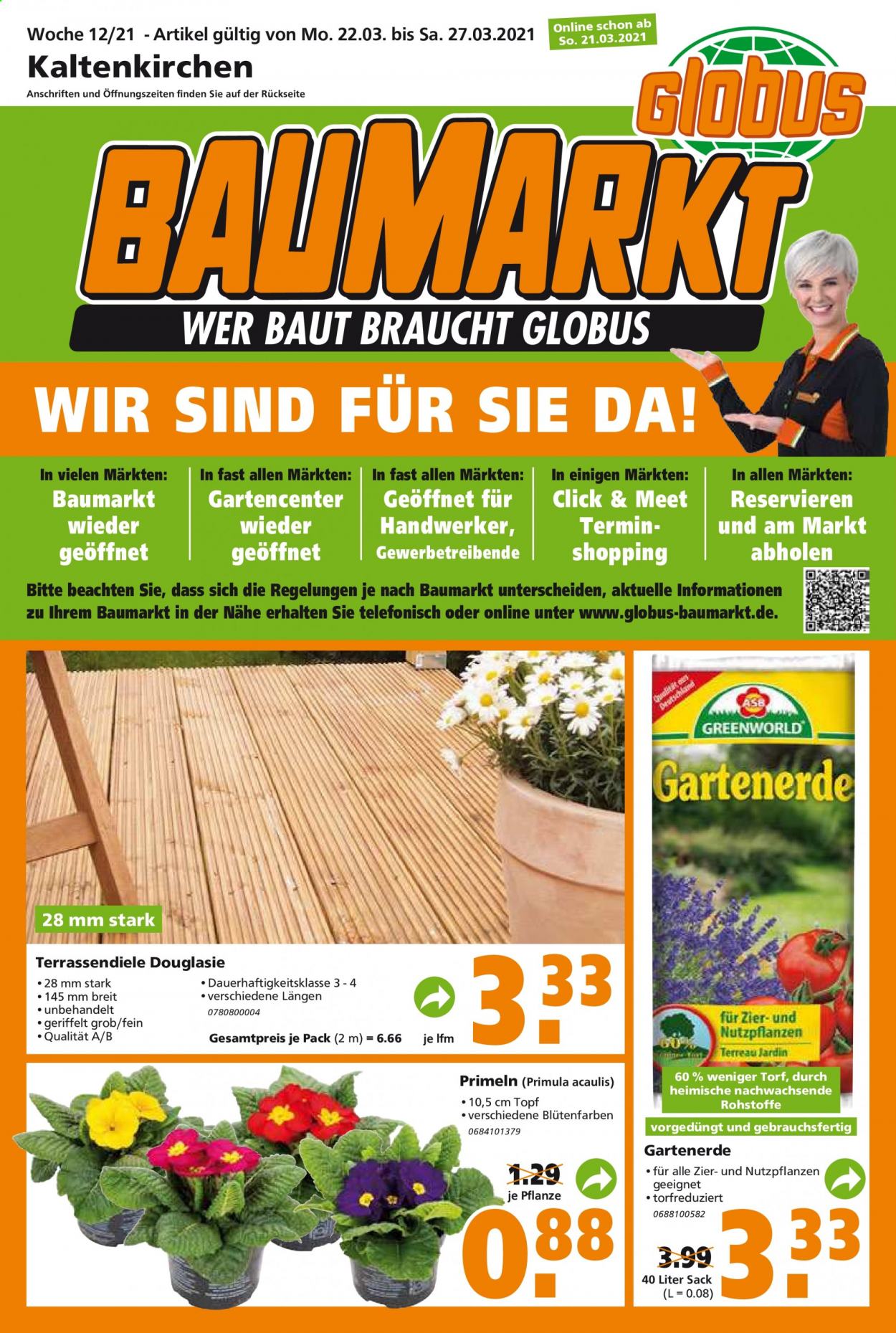 Globus Baumarkt Prospekte  - 22.03.2021 - 27.03.2021. Seite 1