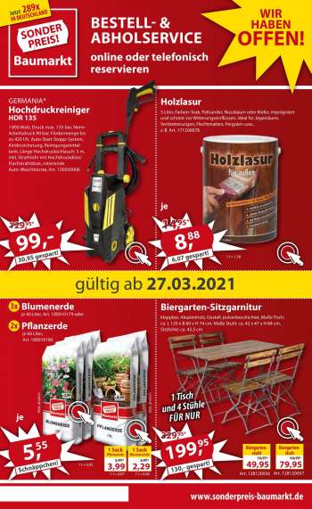 Prospekte Sonderpreis-Baumarkt - 27.3.2021 - 2.4.2021.