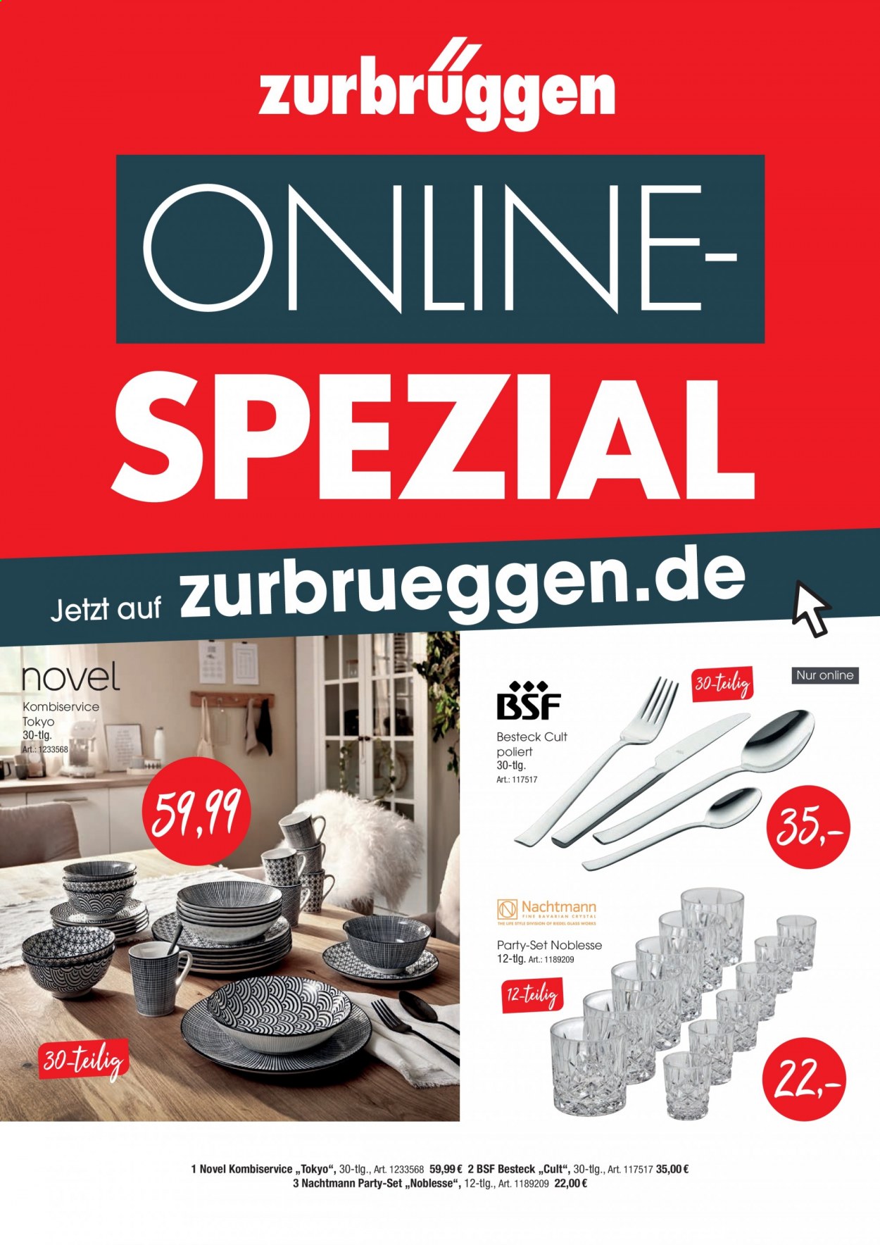 thumbnail - Prospekte Zurbrüggen - 1.04.2021 - 11.04.2021 - Produkte in Aktion - Besteck, Kombiservice. Seite 1.