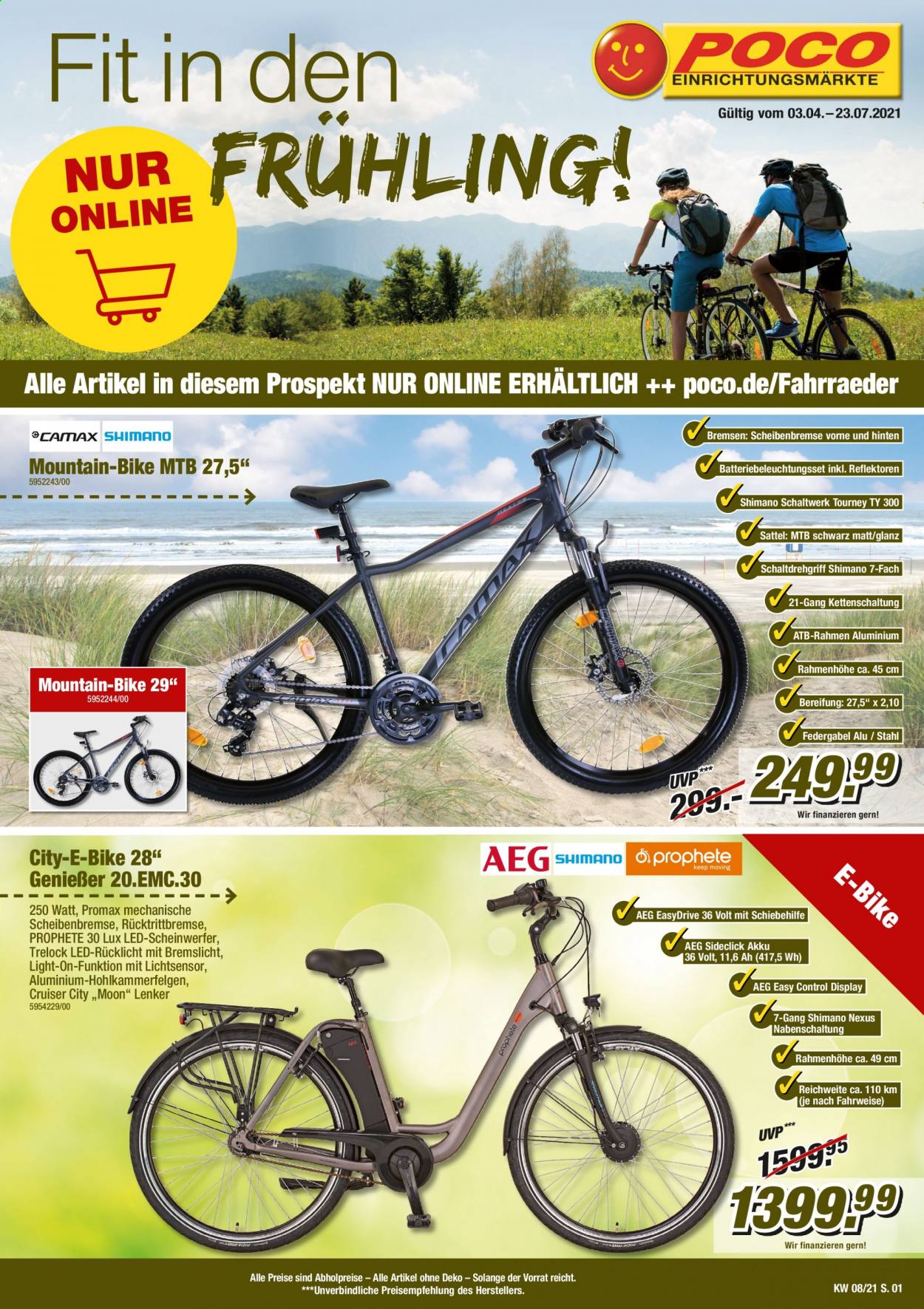 thumbnail - Prospekte Poco - 3.04.2021 - 23.07.2021 - Produkte in Aktion - AEG, E-Bike. Seite 1.