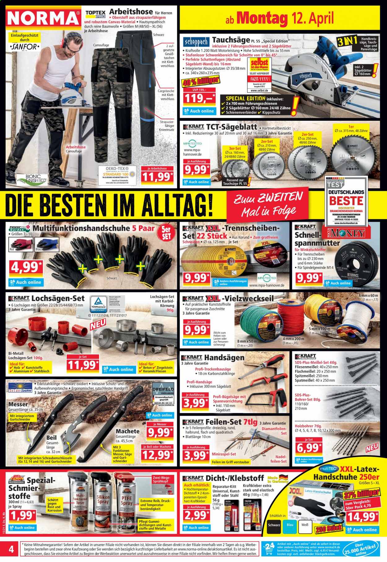 thumbnail - Prospekte Norma - 12.04.2021 - 17.04.2021 - Produkte in Aktion - Messer, Tauchsäge. Seite 4.