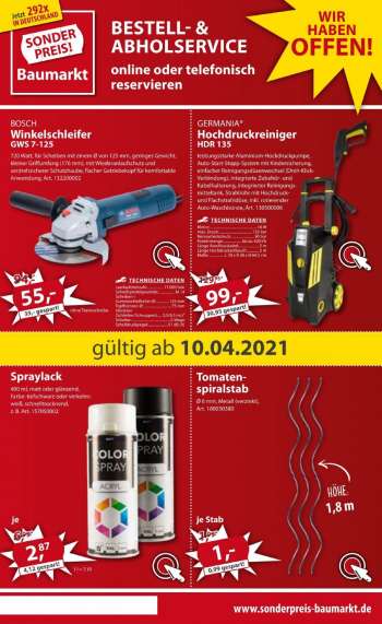 Prospekte Sonderpreis-Baumarkt - 10.4.2021 - 16.4.2021.