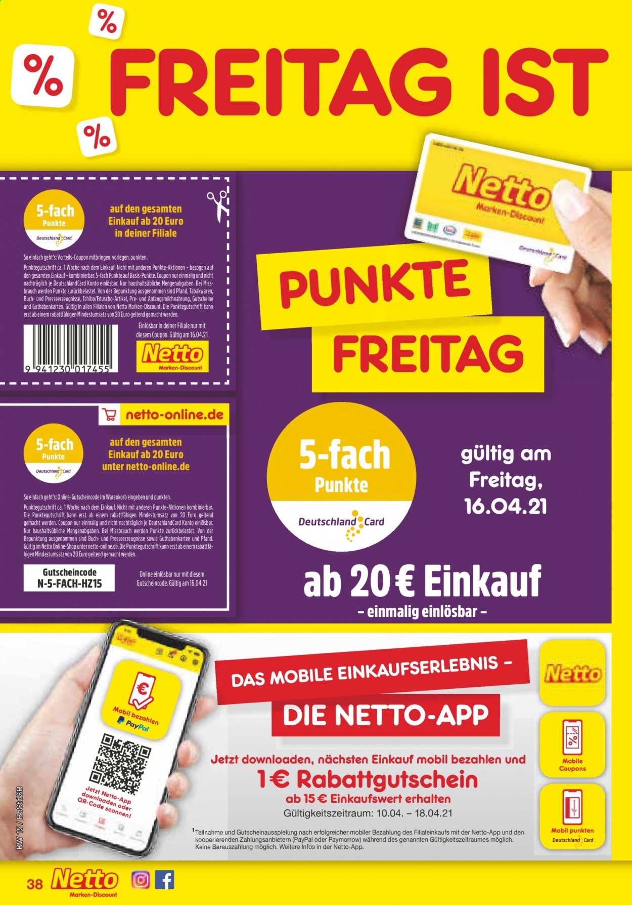 Netto Marken-Discount Prospekte  - 12.04.2021 - 17.04.2021. Seite 38