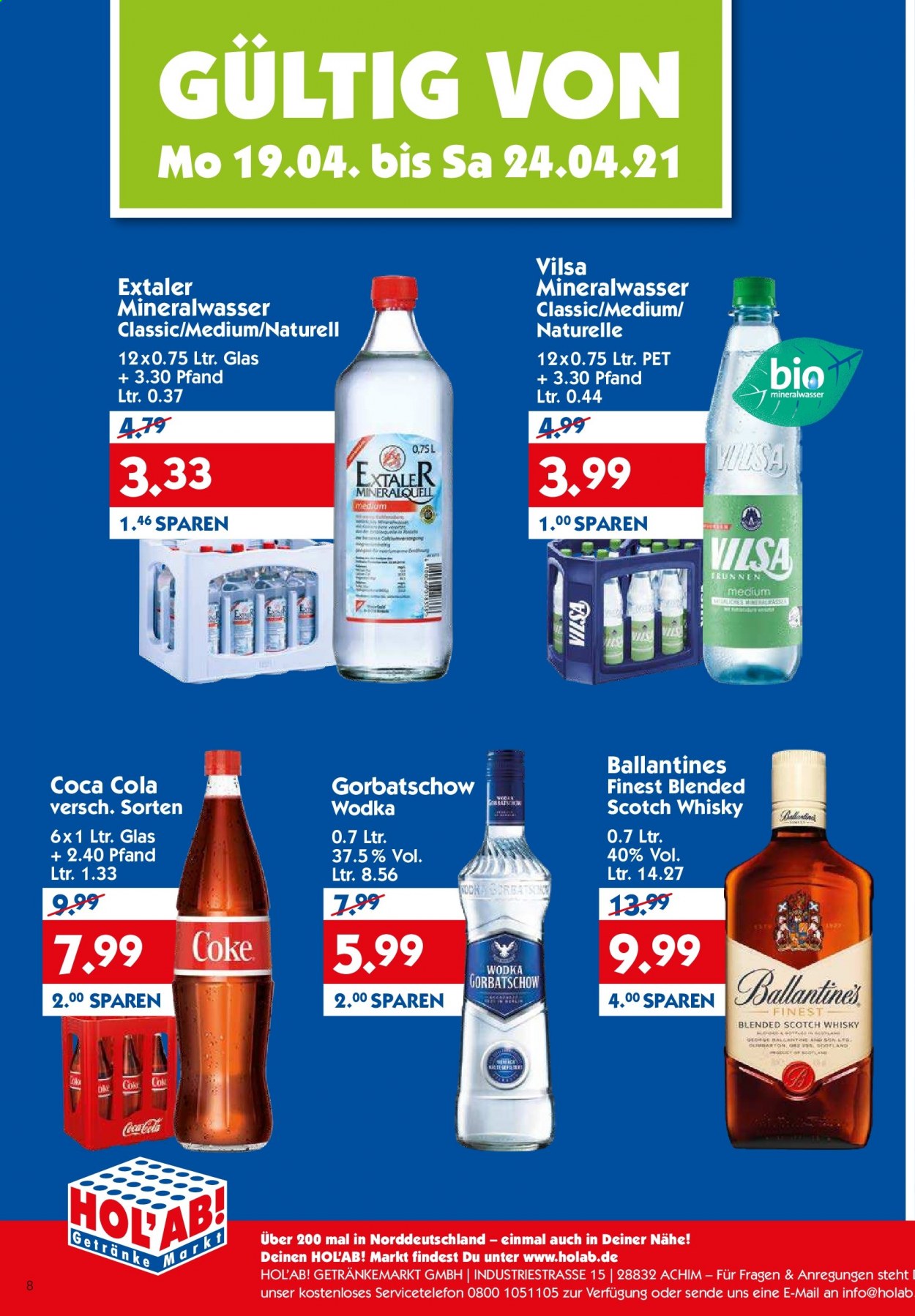 Hol'ab! Getränkemarkt Prospekte  - 19.04.2021 - 24.04.2021. Seite 1