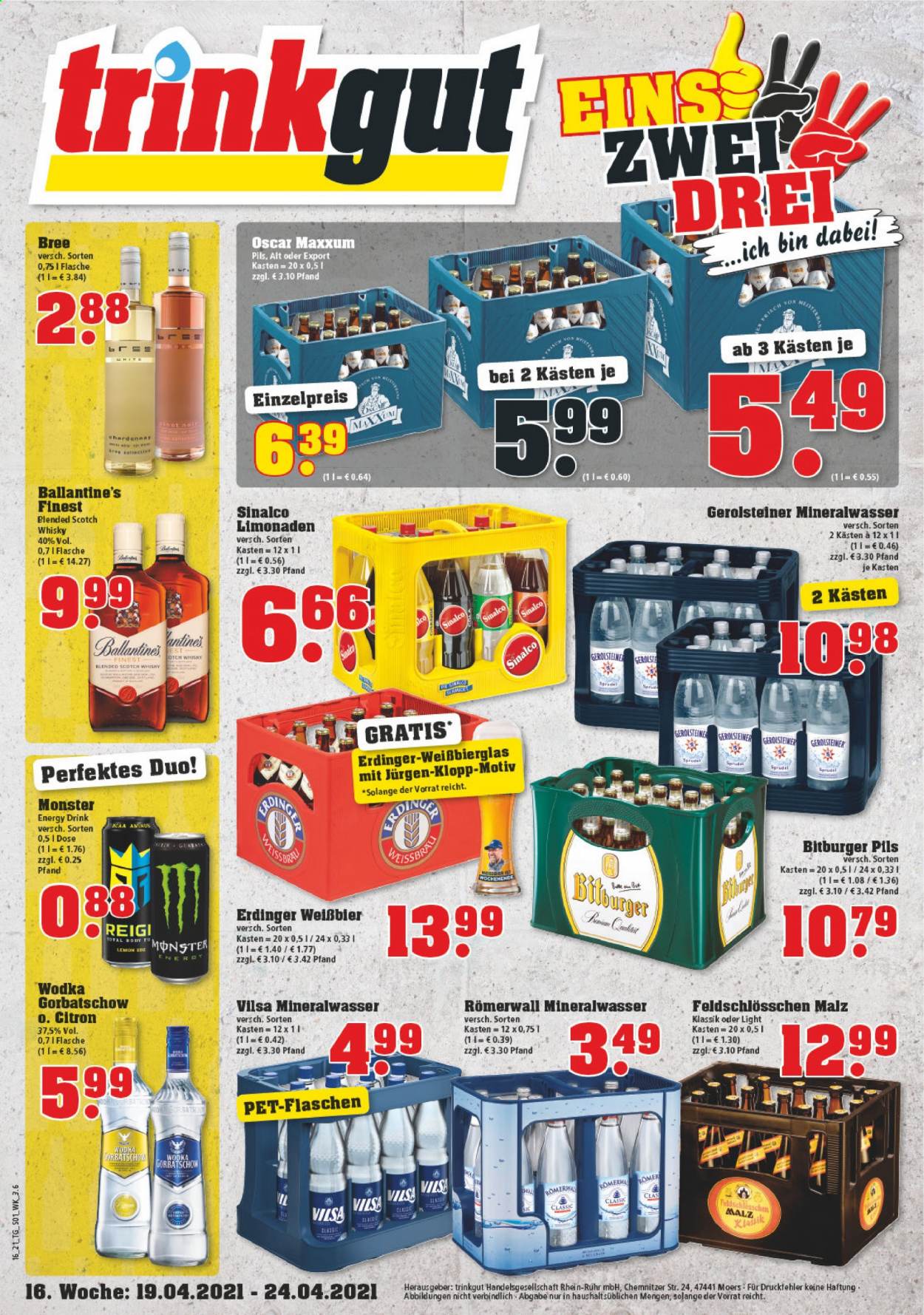 trinkgut Prospekte  - 19.04.2021 - 24.04.2021. Seite 1