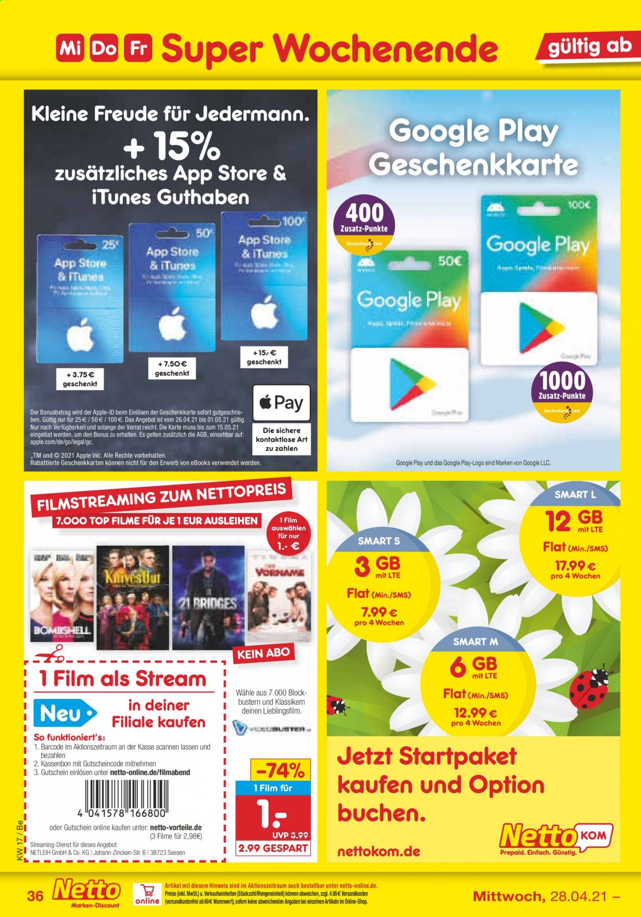Netto Marken-Discount Prospekte  - 26.04.2021 - 30.04.2021. Seite 36