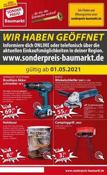 Prospekte Sonderpreis-Baumarkt - 1.5.2021 - 7.5.2021.