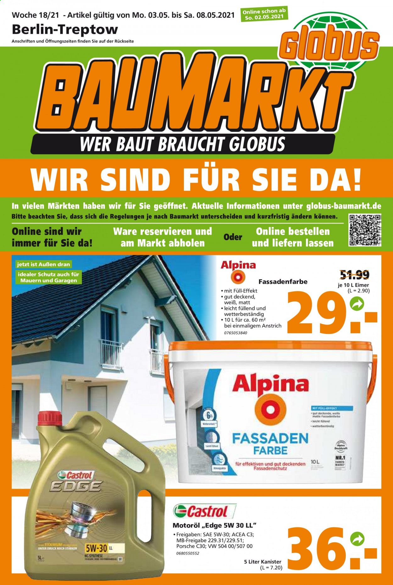 thumbnail - Prospekte Globus Baumarkt - 3.05.2021 - 8.05.2021 - Produkte in Aktion - Eimer, Alpina. Seite 1.