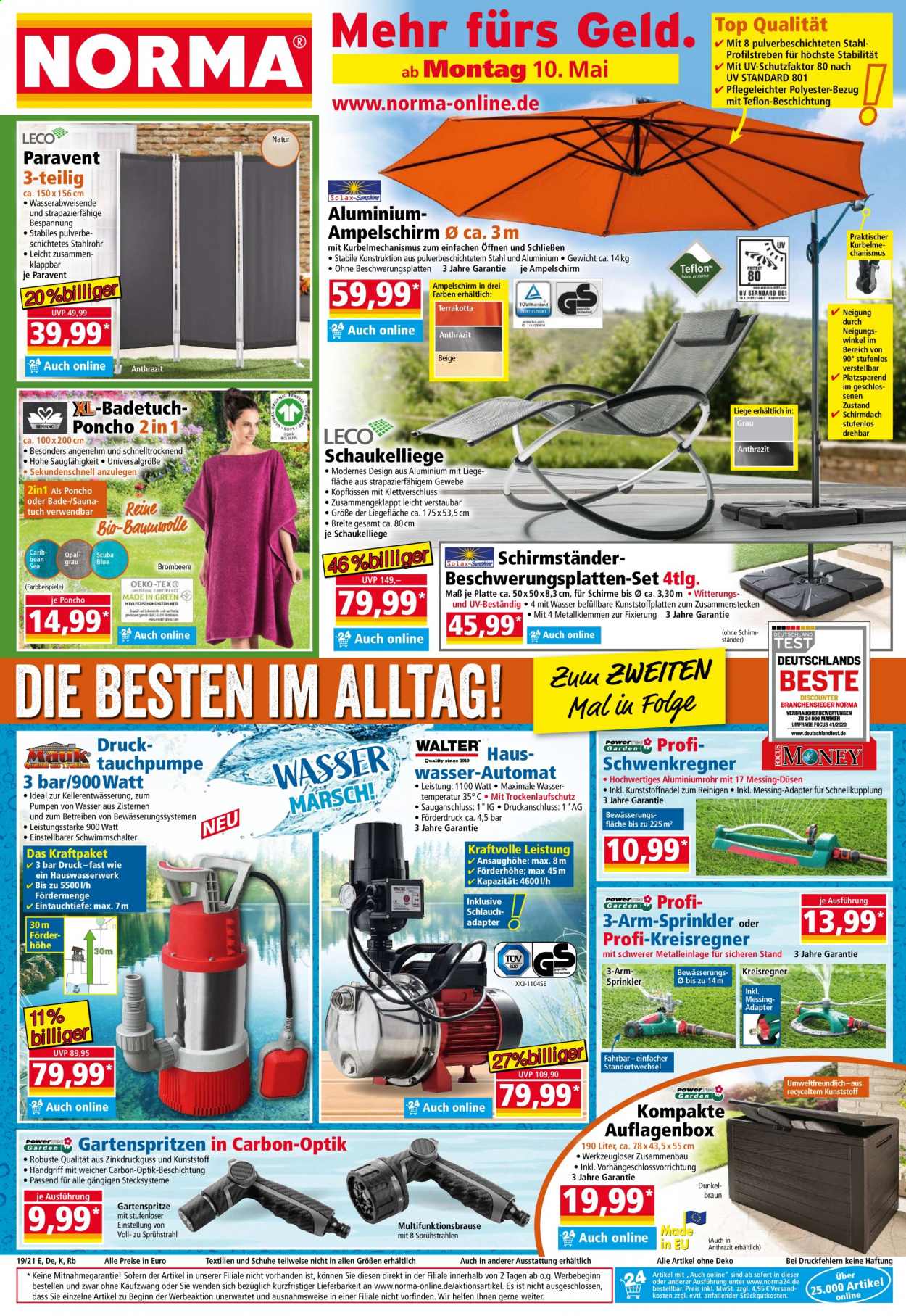 thumbnail - Prospekte Norma - 10.05.2021 - 15.05.2021 - Produkte in Aktion - Kopfkissen, Saunatuch, Paravent. Seite 1.