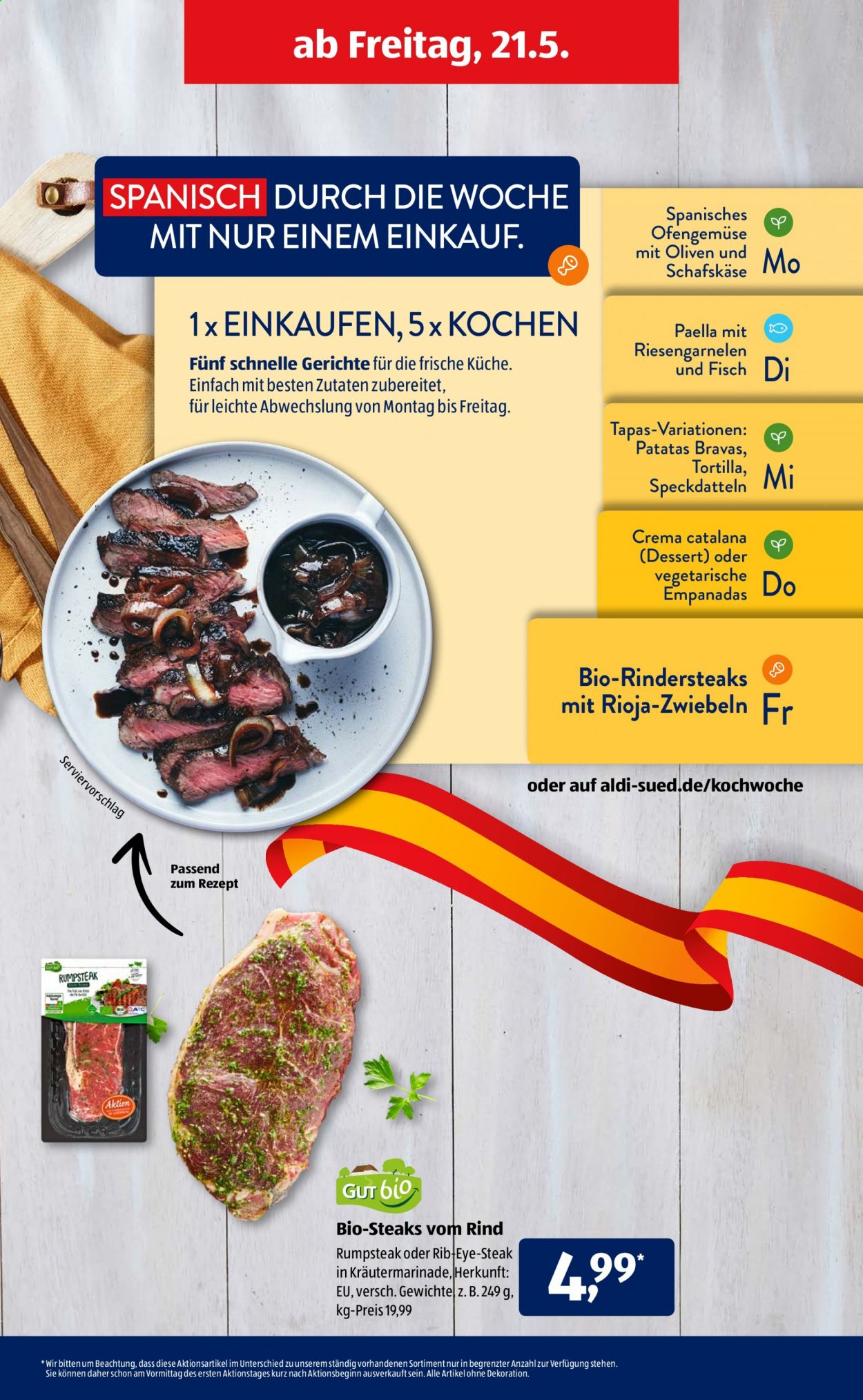 thumbnail - Prospekte ALDI SÜD - 17.05.2021 - 22.05.2021 - Produkte in Aktion - Steak, Rumpsteak, Rib-eye Steak, Rindfleisch, Oliven, Rioja. Seite 29.