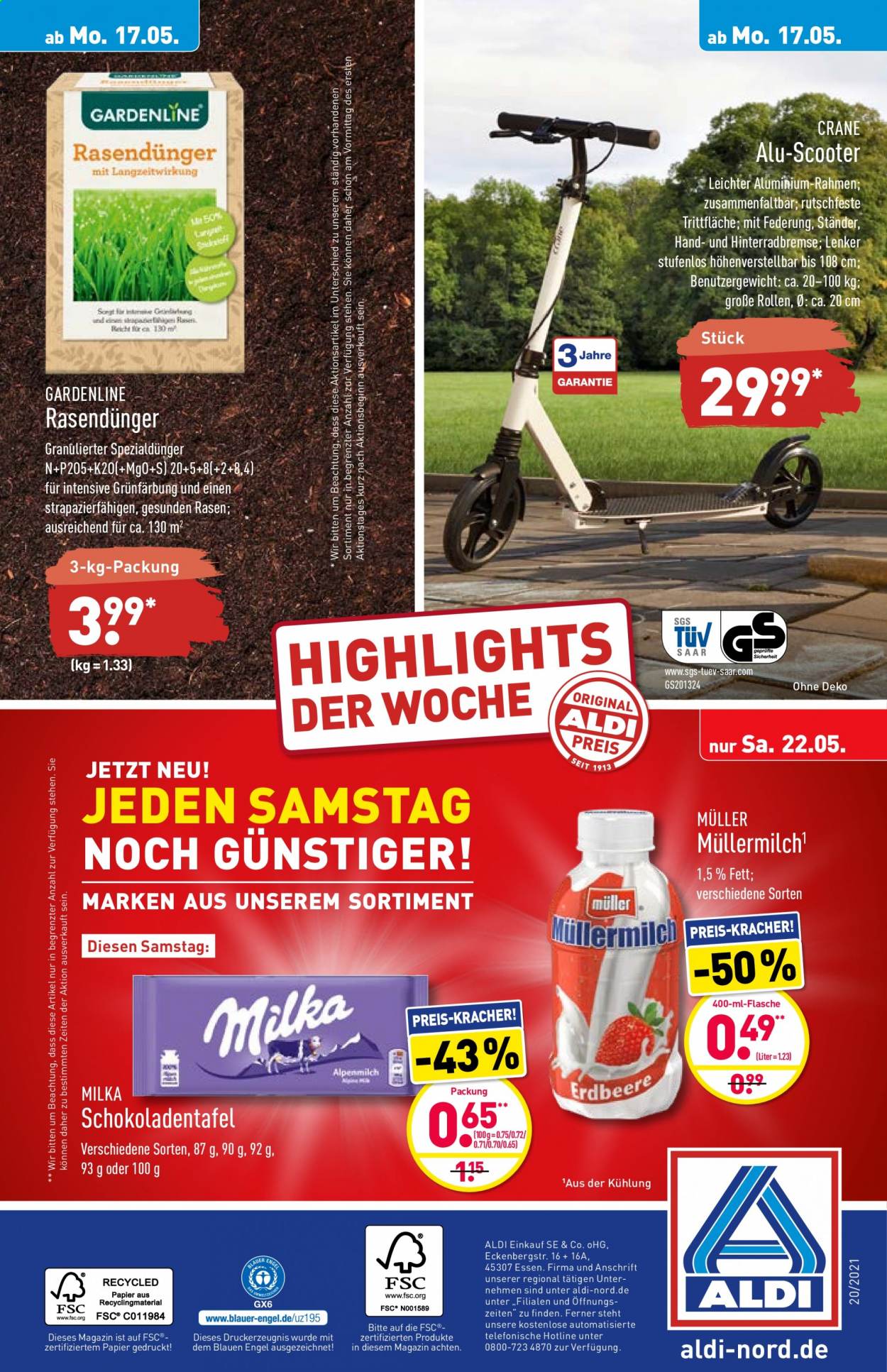 thumbnail - Prospekte ALDI Nord - 17.05.2021 - 22.05.2021 - Produkte in Aktion - Milka, Müller, Engel. Seite 44.