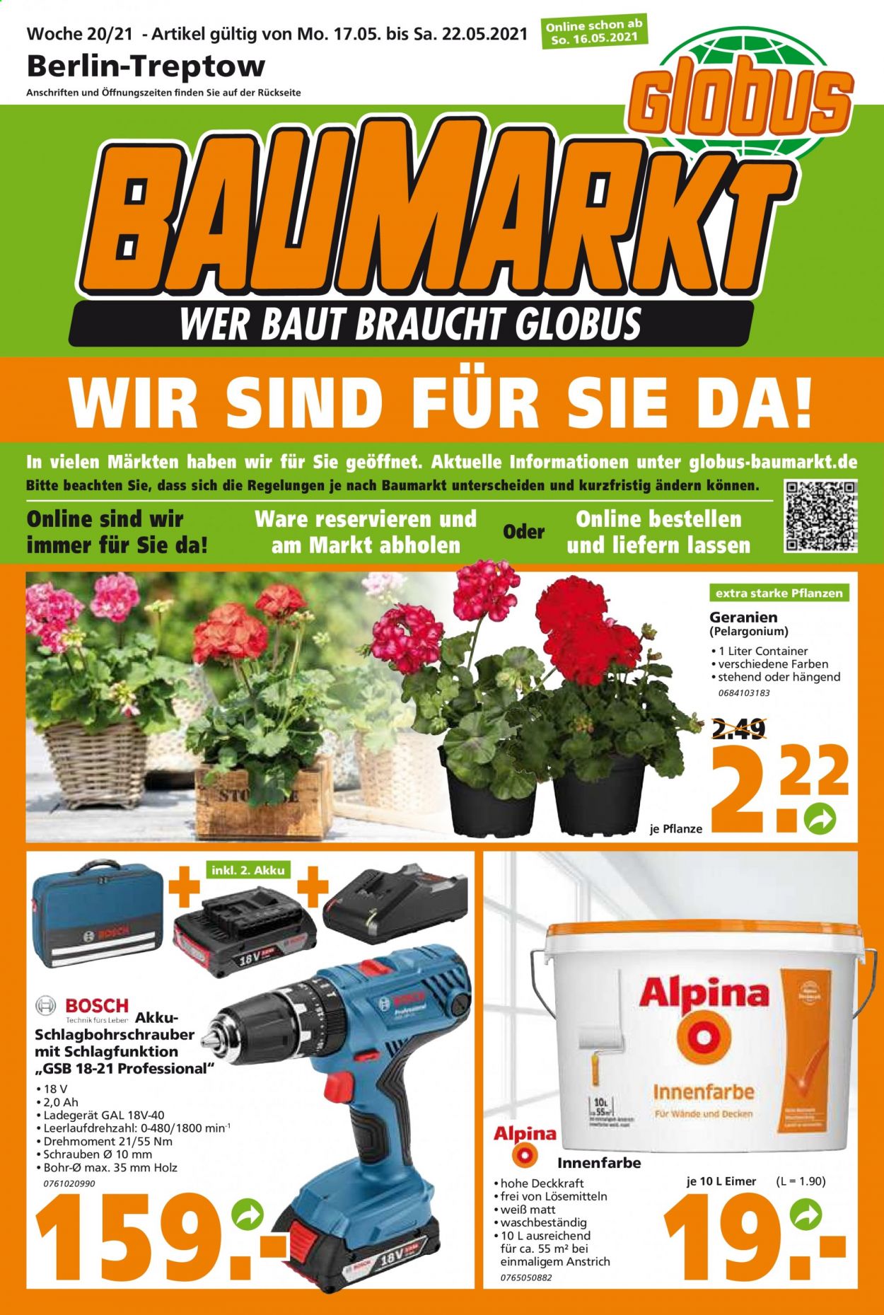 Globus Baumarkt Prospekte  - 17.05.2021 - 22.05.2021. Seite 1