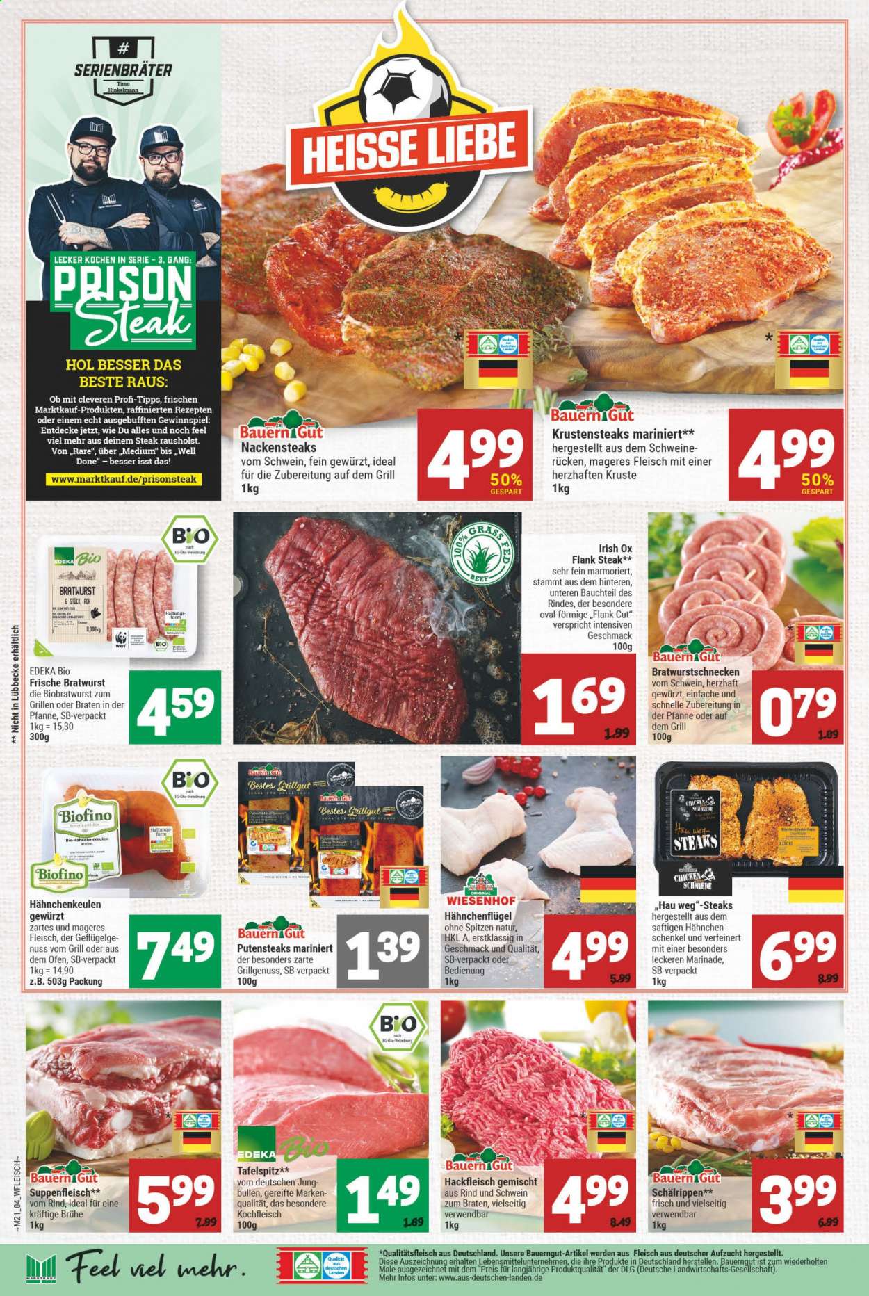 thumbnail - Prospekte Marktkauf - 25.05.2021 - 29.05.2021 - Produkte in Aktion - Steak, Rindfleisch, Suppenfleisch, Hackfleisch, Schweinefleisch, Nackensteak, Brühe, Bratwurst, Pfanne, Grill. Seite 4.