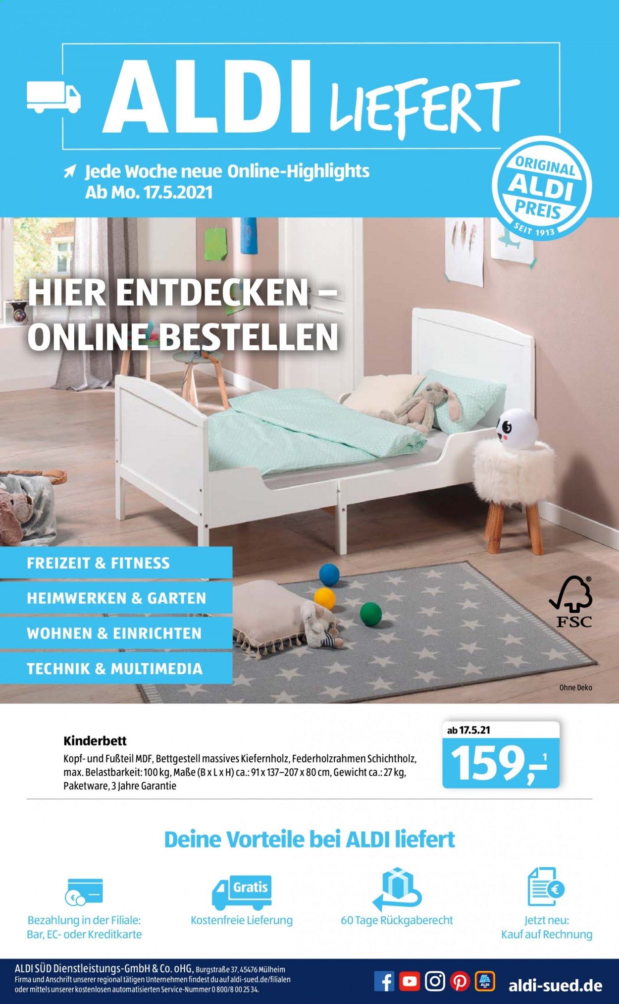 thumbnail - Prospekte ALDI SÜD - Produkte in Aktion - Kinderbett. Seite 1.