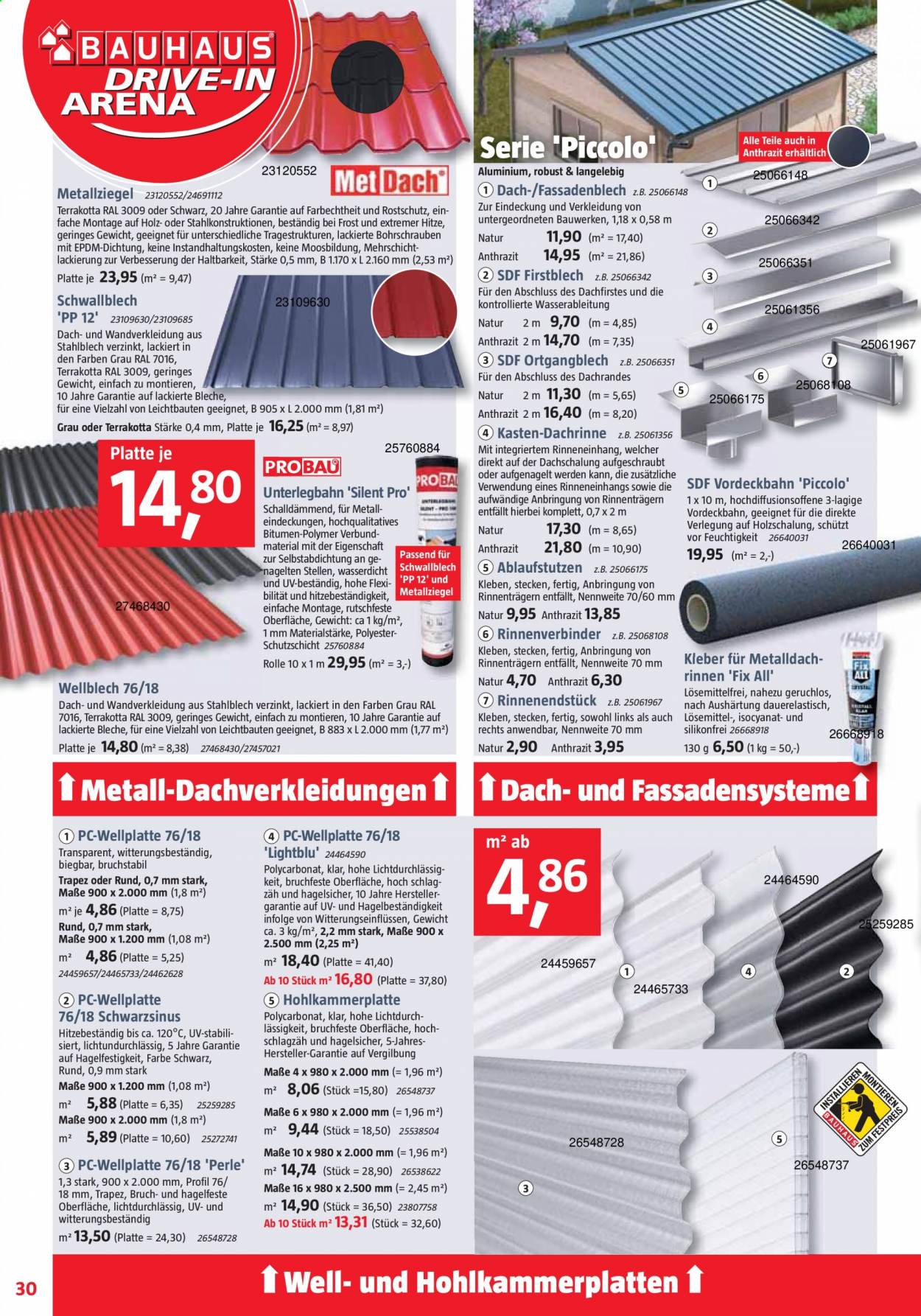 thumbnail - Prospekte Bauhaus - 29.05.2021 - 26.06.2021 - Produkte in Aktion - Wellplatte, Hohlkammerplatte, Fassadenblech, Holz. Seite 30.