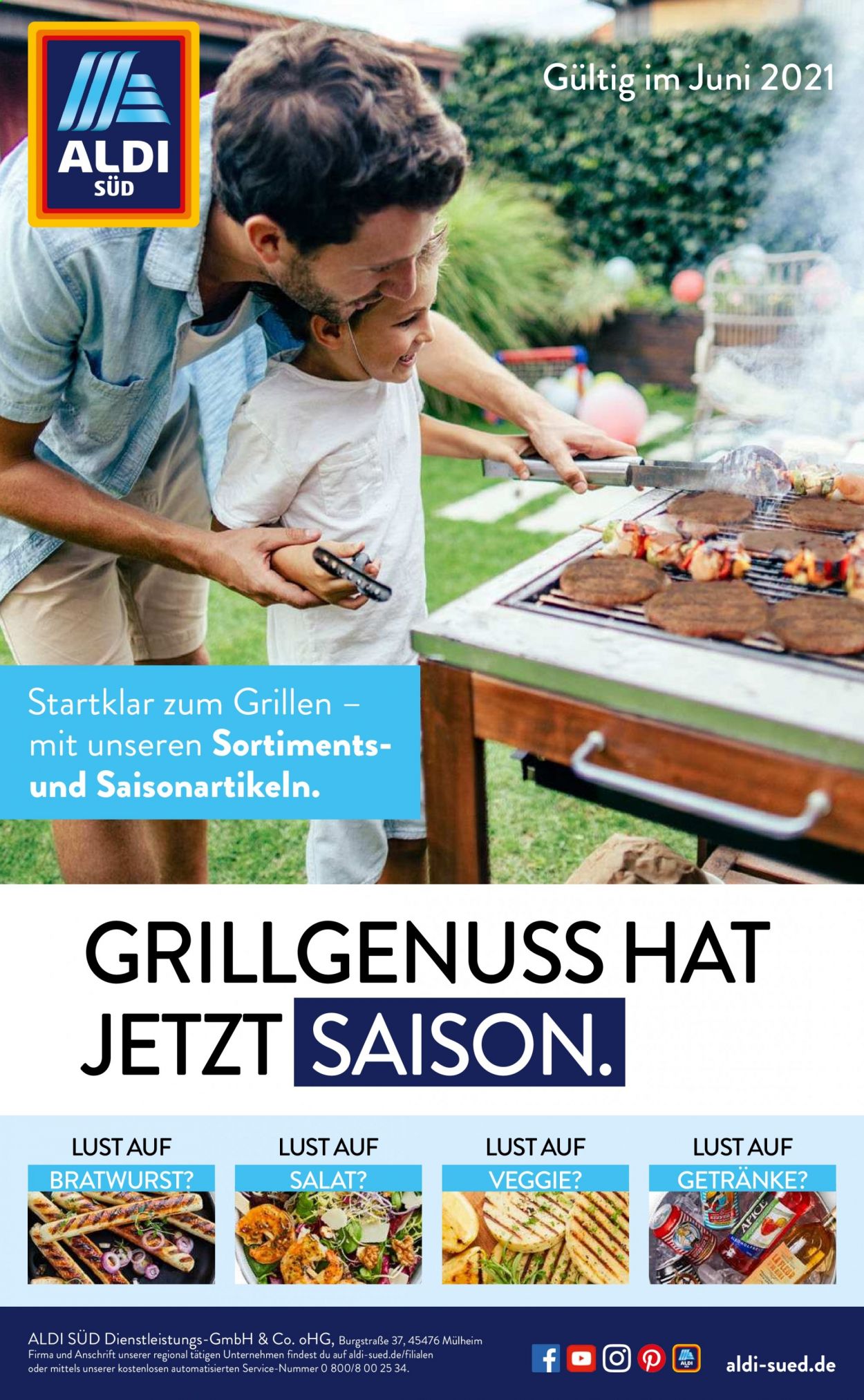 thumbnail - Prospekte ALDI SÜD - Produkte in Aktion - Salat, Bratwurst. Seite 1.