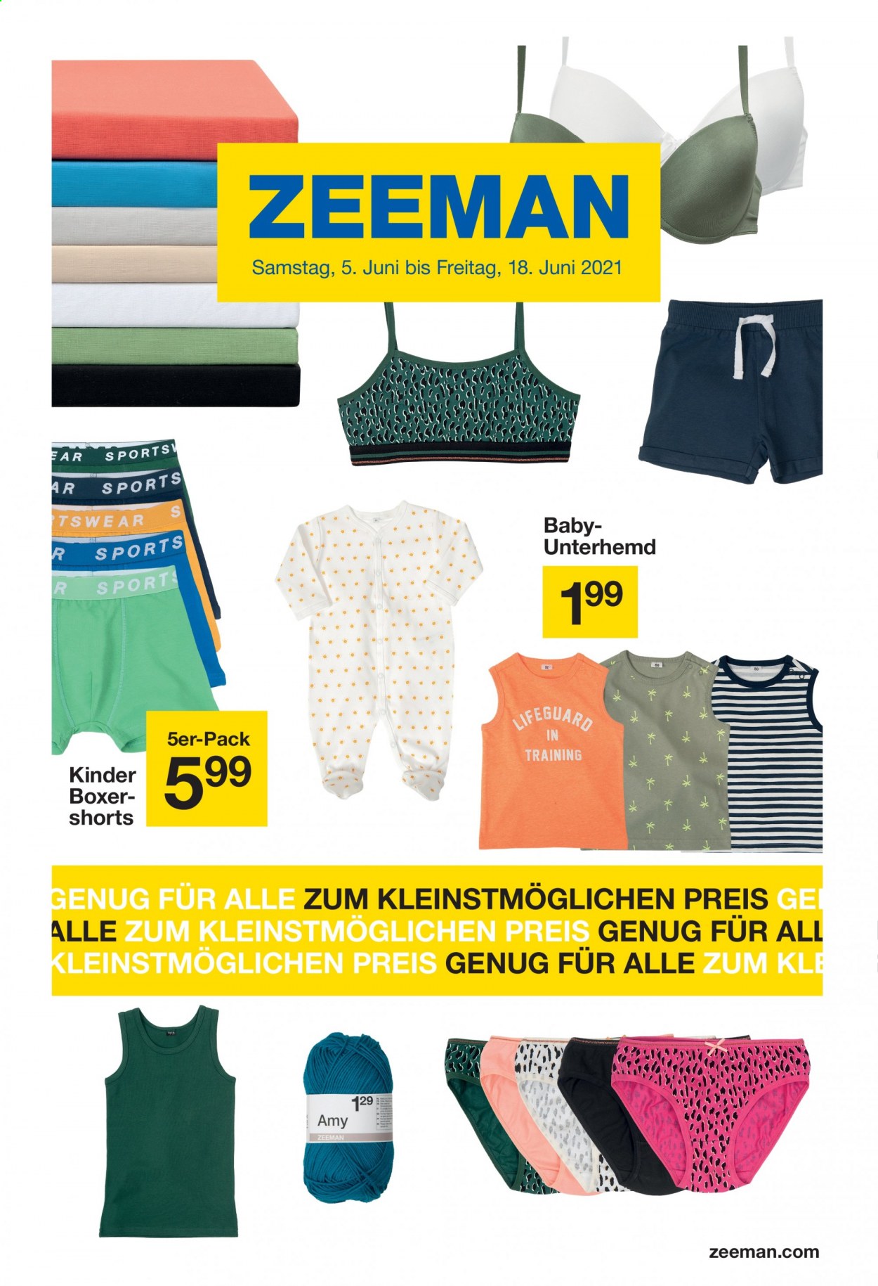 thumbnail - Prospekte Zeeman - 5.06.2021 - 18.06.2021 - Produkte in Aktion - Shorts, Unterhemd. Seite 1.