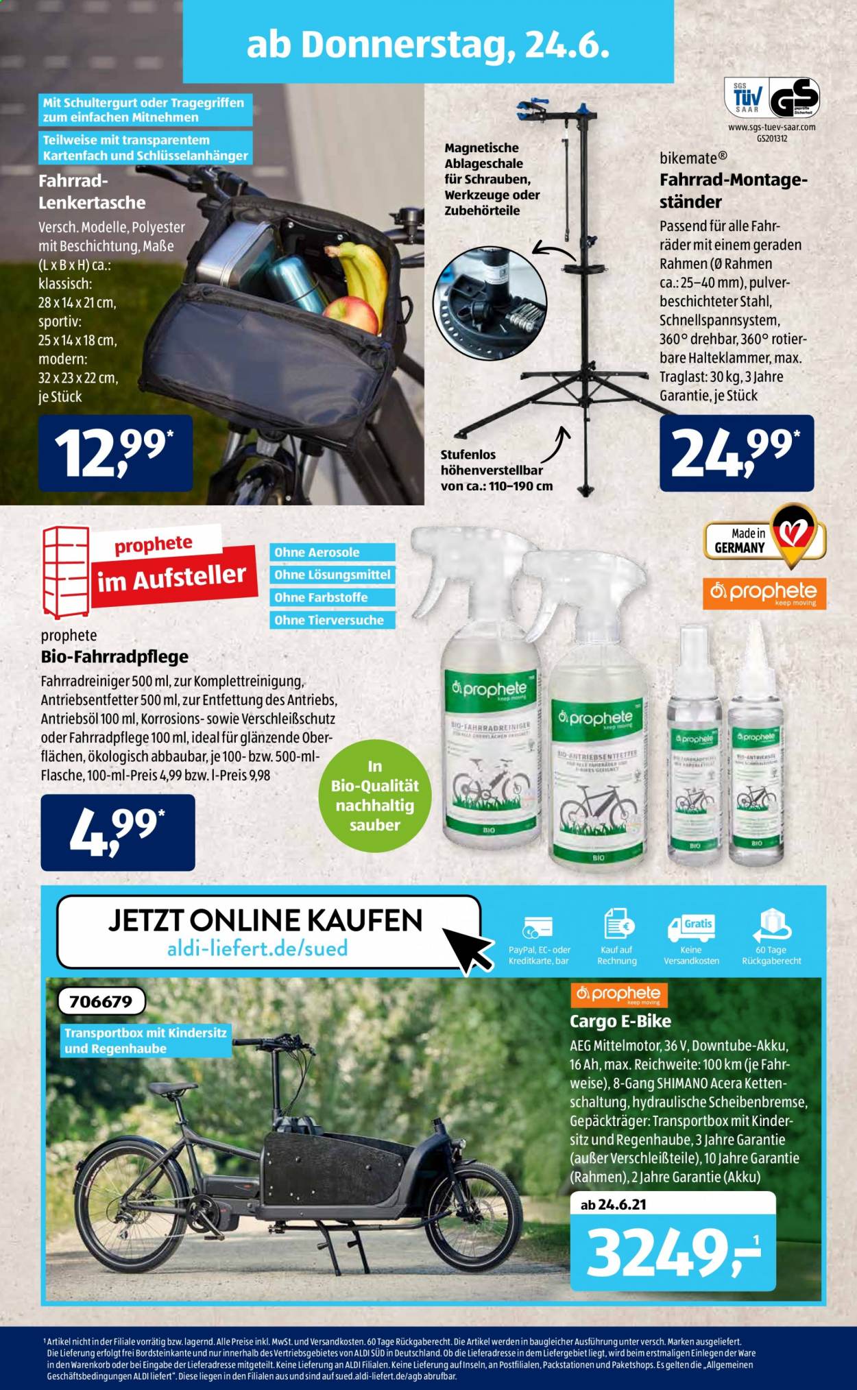 thumbnail - Prospekte ALDI SÜD - 21.06.2021 - 26.06.2021 - Produkte in Aktion - AEG, Kindersitz, Waschpulver, E-Bike. Seite 19.