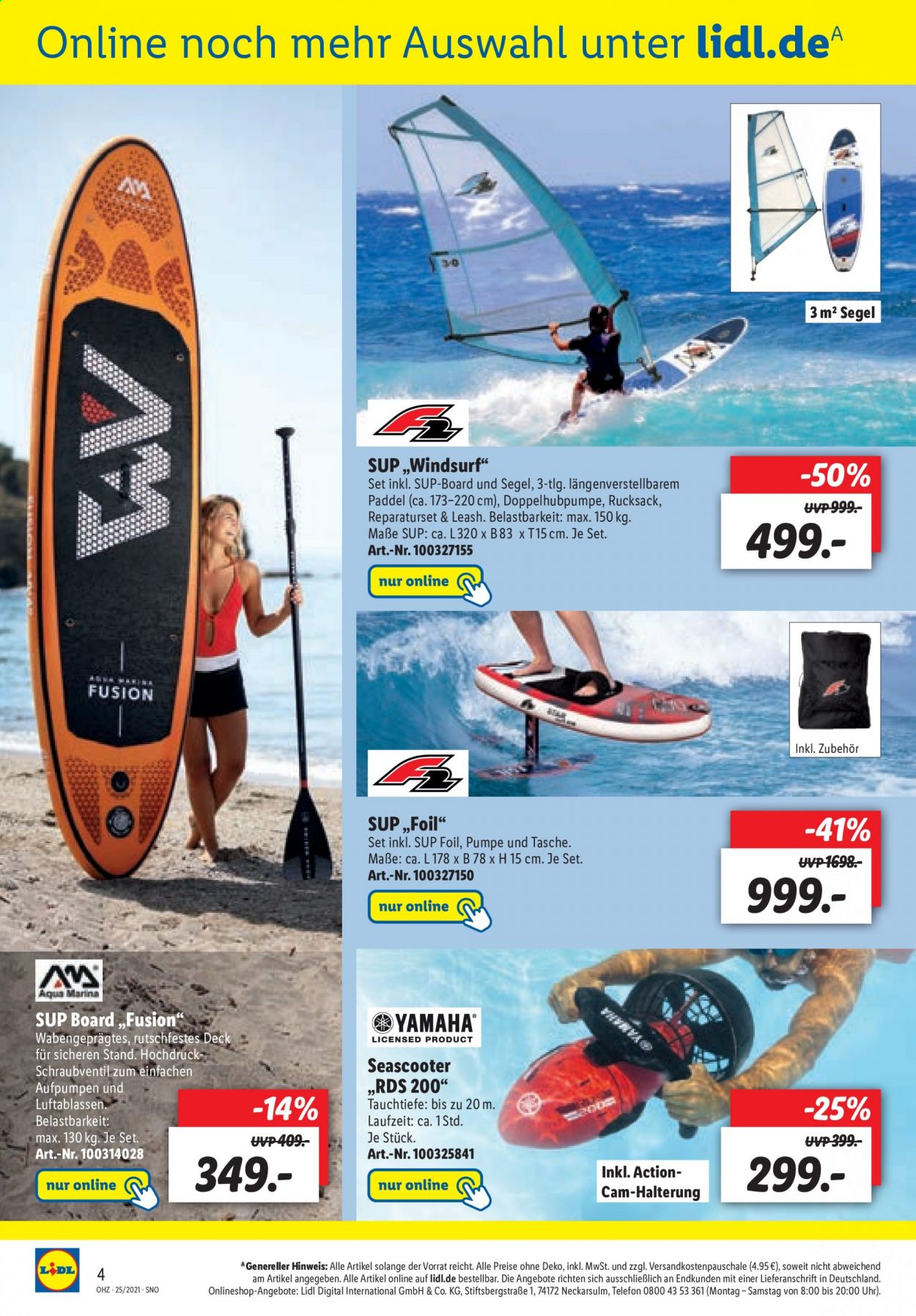 thumbnail - Prospekte Lidl - 21.06.2021 - 26.06.2021 - Produkte in Aktion - Yamaha, Tasche, Stand Up Paddleboard. Seite 44.