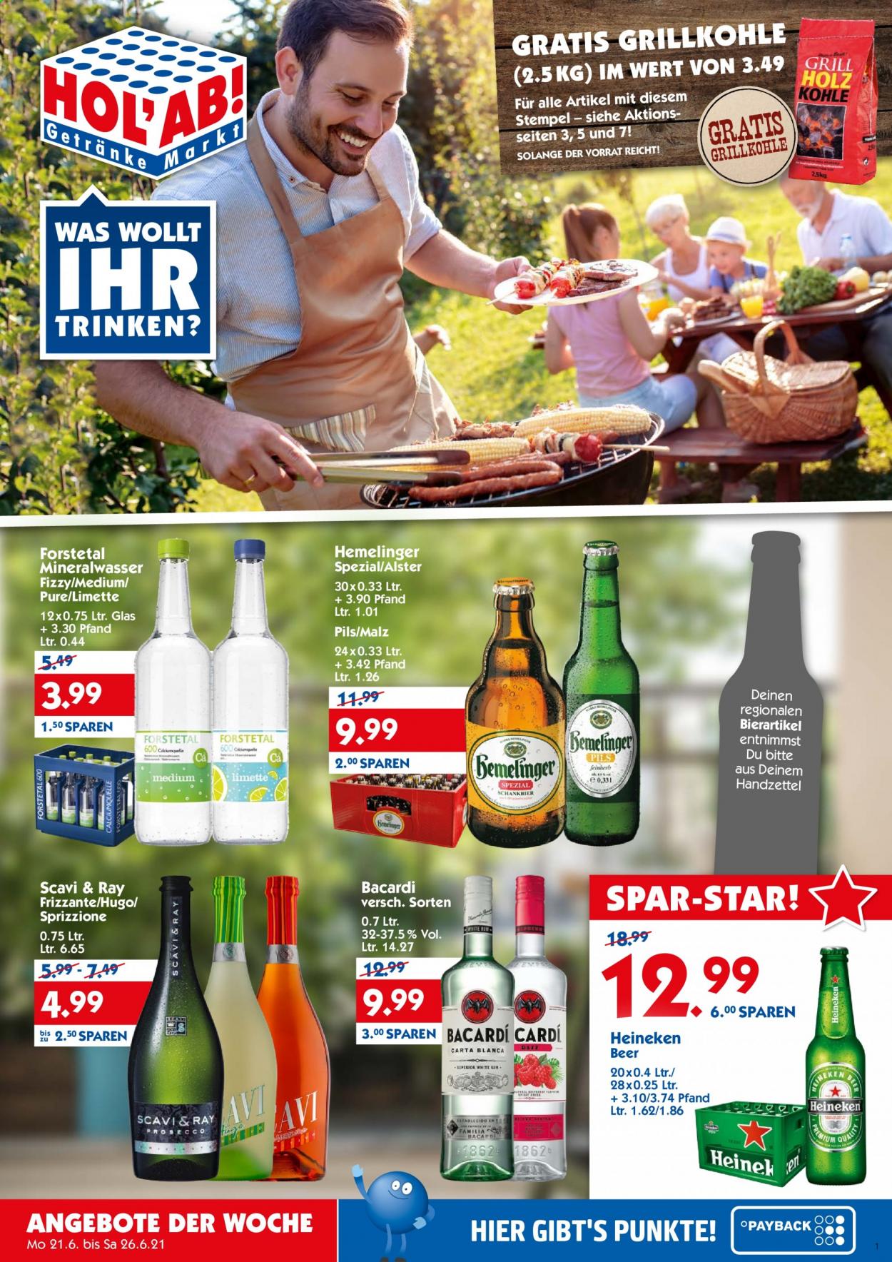 Hol'ab! Getränkemarkt Prospekte  - 21.06.2021 - 26.06.2021. Seite 1