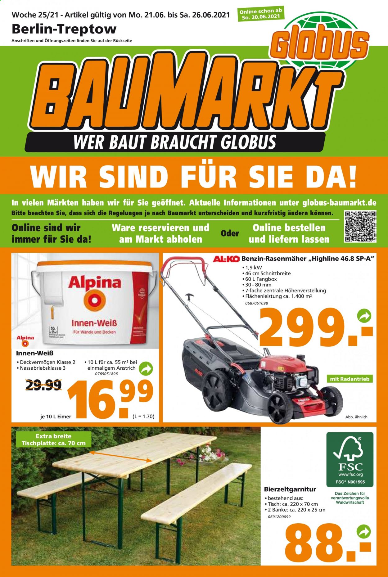 Globus Baumarkt Prospekte  - 21.06.2021 - 26.06.2021. Seite 1