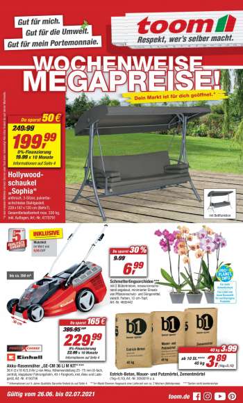 Prospekte toom Baumarkt - 26.6.2021 - 2.7.2021.