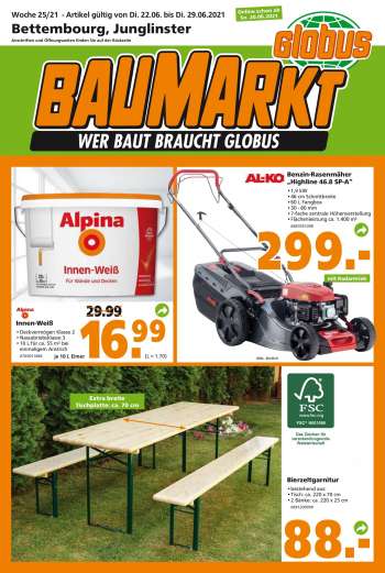 Prospekte Globus Baumarkt - 22.6.2021 - 29.6.2021.