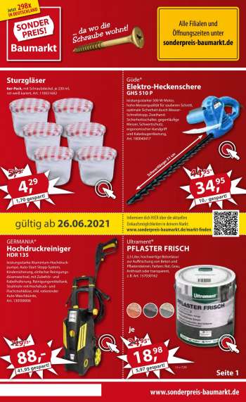 Prospekte Sonderpreis-Baumarkt - 26.6.2021 - 2.7.2021.