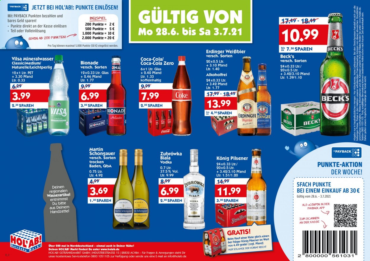 Hol'ab! Getränkemarkt Prospekte  - 28.06.2021 - 3.07.2021. Seite 1