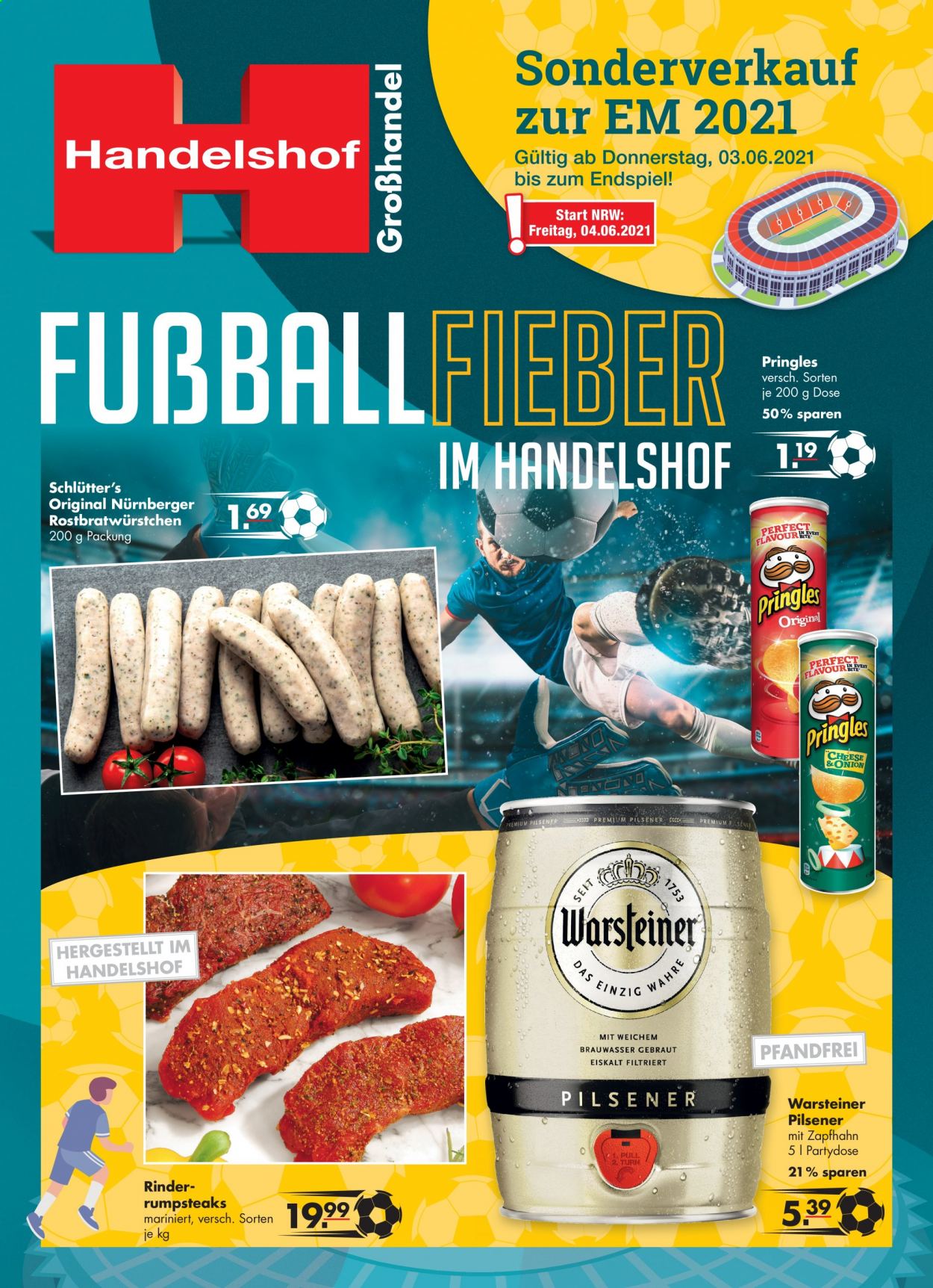 thumbnail - Prospekte Handelshof - Produkte in Aktion - Hähnchenbrustfilet, Warsteiner, Bier, Rumpsteak, Chips, Pringles. Seite 1.