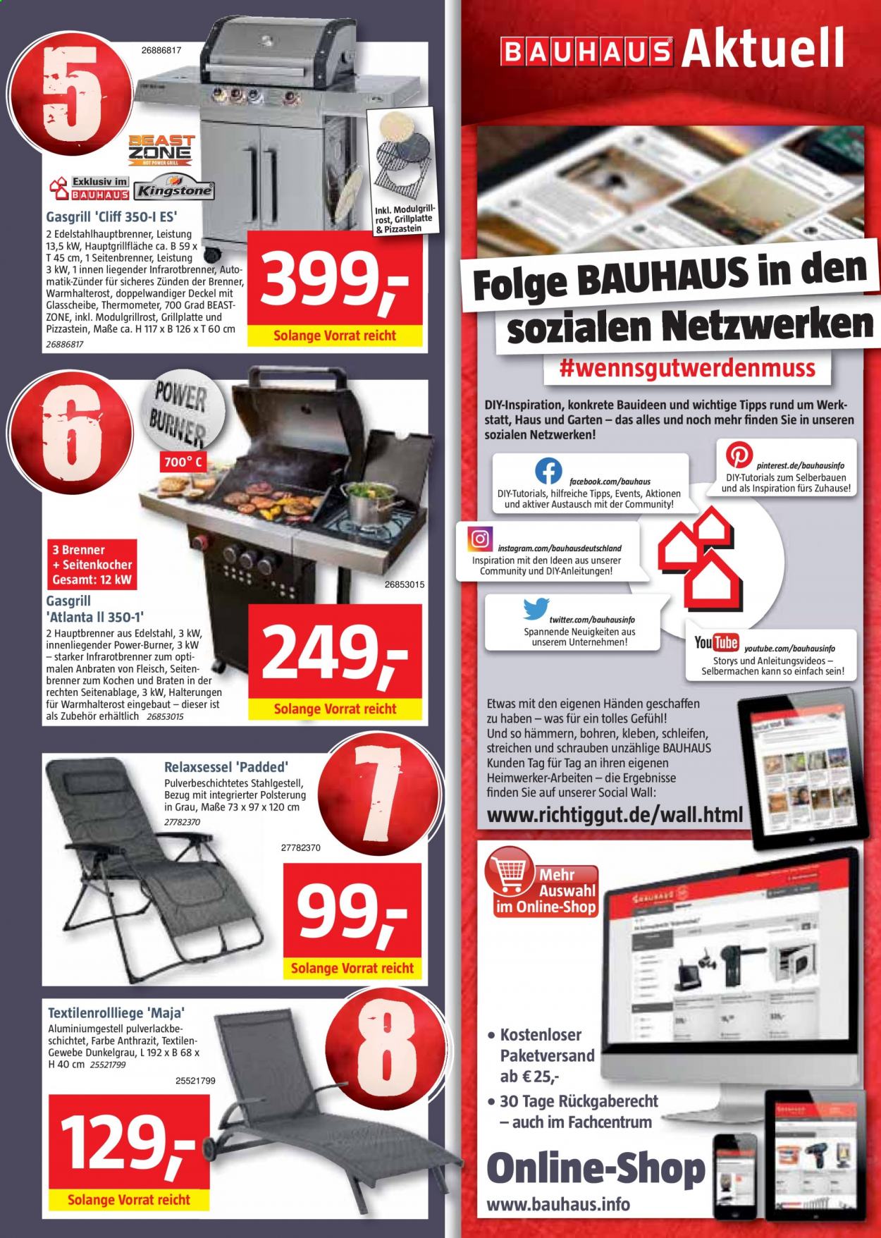 thumbnail - Prospekte Bauhaus - 3.07.2021 - 31.07.2021 - Produkte in Aktion - Fieberthermometer, Thermometer, Relaxsessel, Grill, Gasgrill. Seite 3.