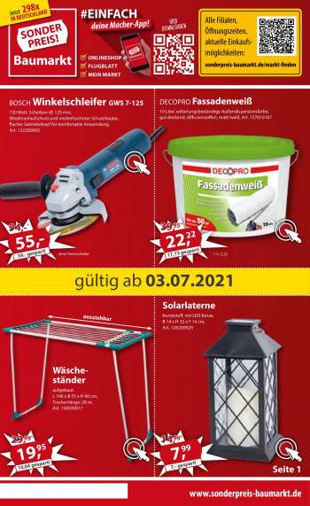 Prospekte Sonderpreis-Baumarkt - 3.7.2021 - 9.7.2021.