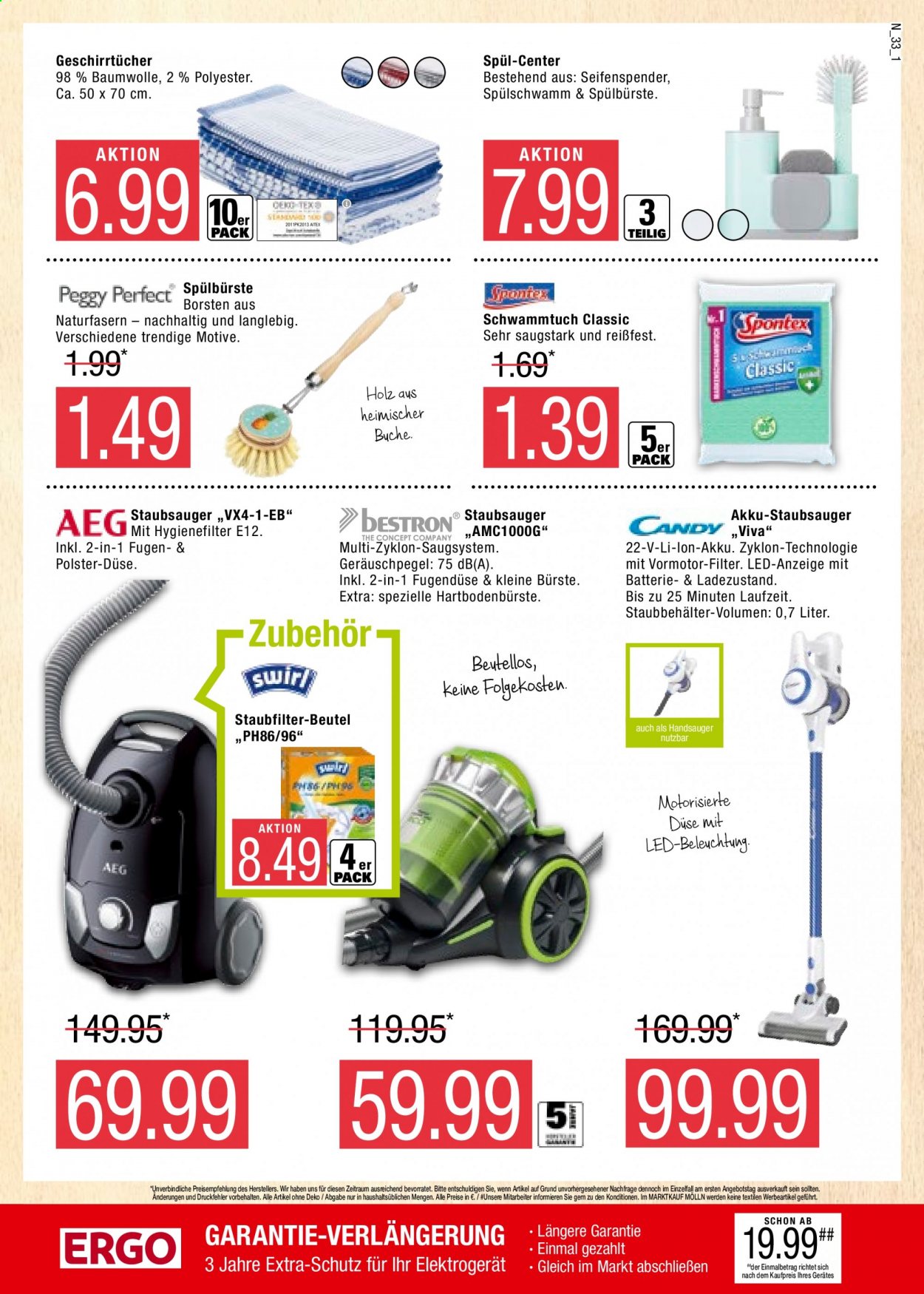 thumbnail - Prospekte Marktkauf - 5.07.2021 - 10.07.2021 - Produkte in Aktion - Akku-Staubsauger, Swirl, Geschirrtuch, AEG. Seite 33.