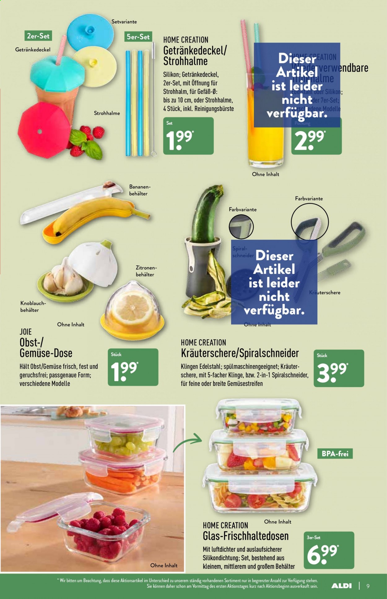 thumbnail - Prospekte ALDI Nord - 12.07.2021 - 17.07.2021 - Produkte in Aktion - Bananen, Zitronen, Spiralschneider, Frischhaltedose. Seite 9.