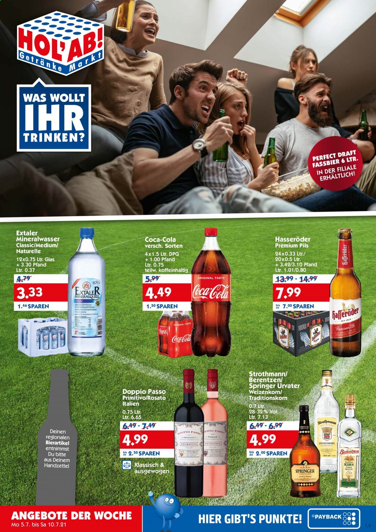 Hol'ab! Getränkemarkt Prospekte  - 5.07.2021 - 10.07.2021. Seite 1