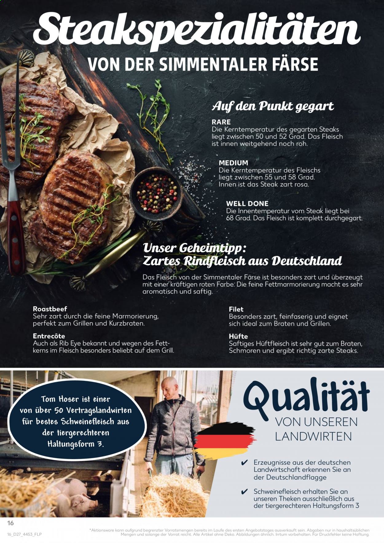 thumbnail - Prospekte Kaufland - 8.07.2021 - 14.07.2021 - Produkte in Aktion - Steak, Rindfleisch, Roastbeef, Entrecôte, Schweinehackfleisch, Schweinefleisch. Seite 16.