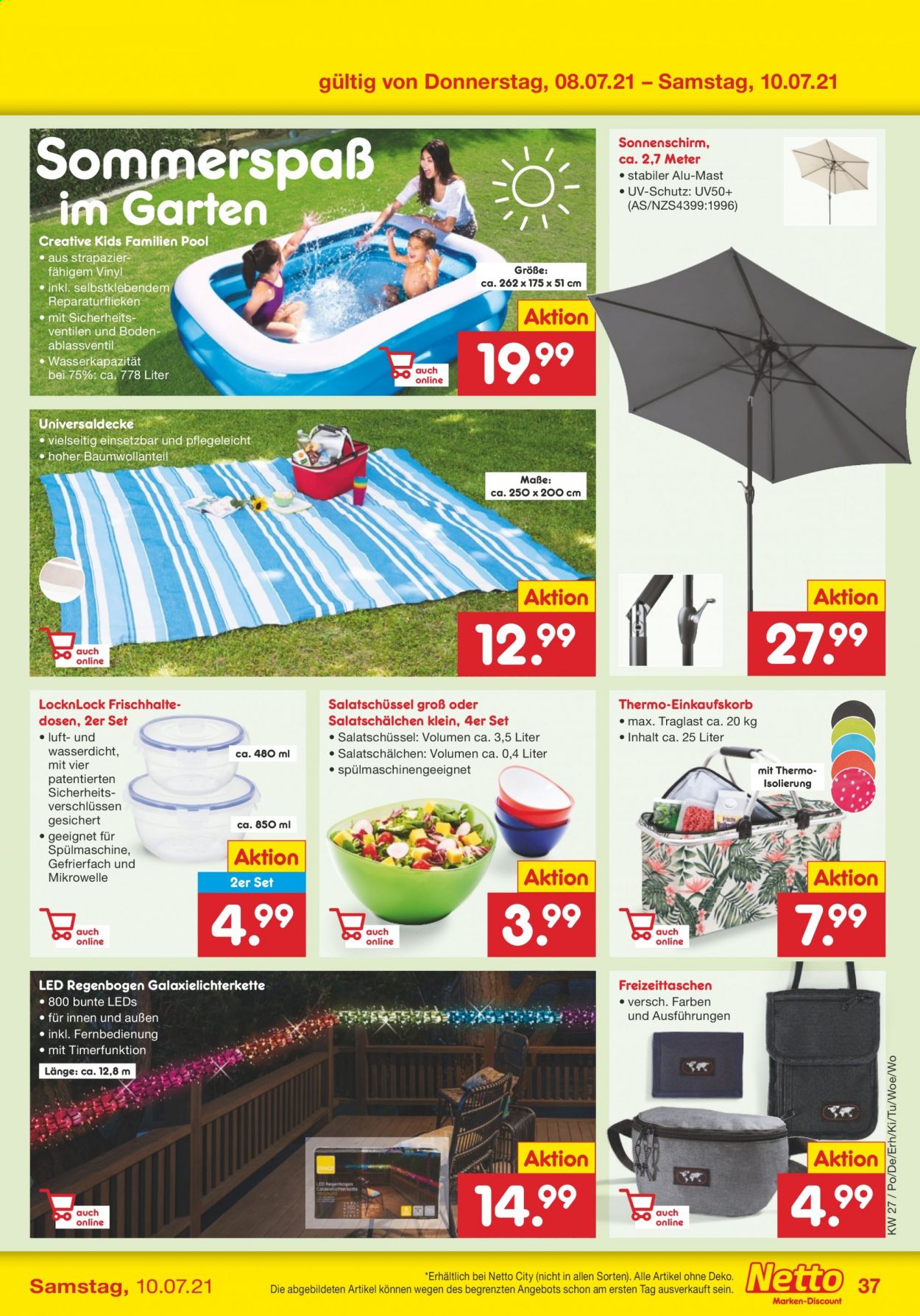 thumbnail - Prospekte Netto Marken-Discount - 5.07.2021 - 10.07.2021 - Produkte in Aktion - Mikrowelle, Einbauspüle, Sonnenschirm. Seite 37.