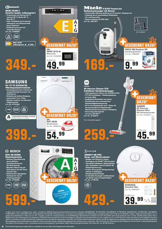 thumbnail - Prospekte Saturn - 7.07.2021 - 20.07.2021 - Produkte in Aktion - Bosch, Samsung, Miele, Mikrowelle, Waschmaschine, Wärmepumpentrockner. Seite 8.