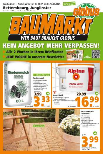 Prospekte Globus Baumarkt - 6.7.2021 - 13.7.2021.