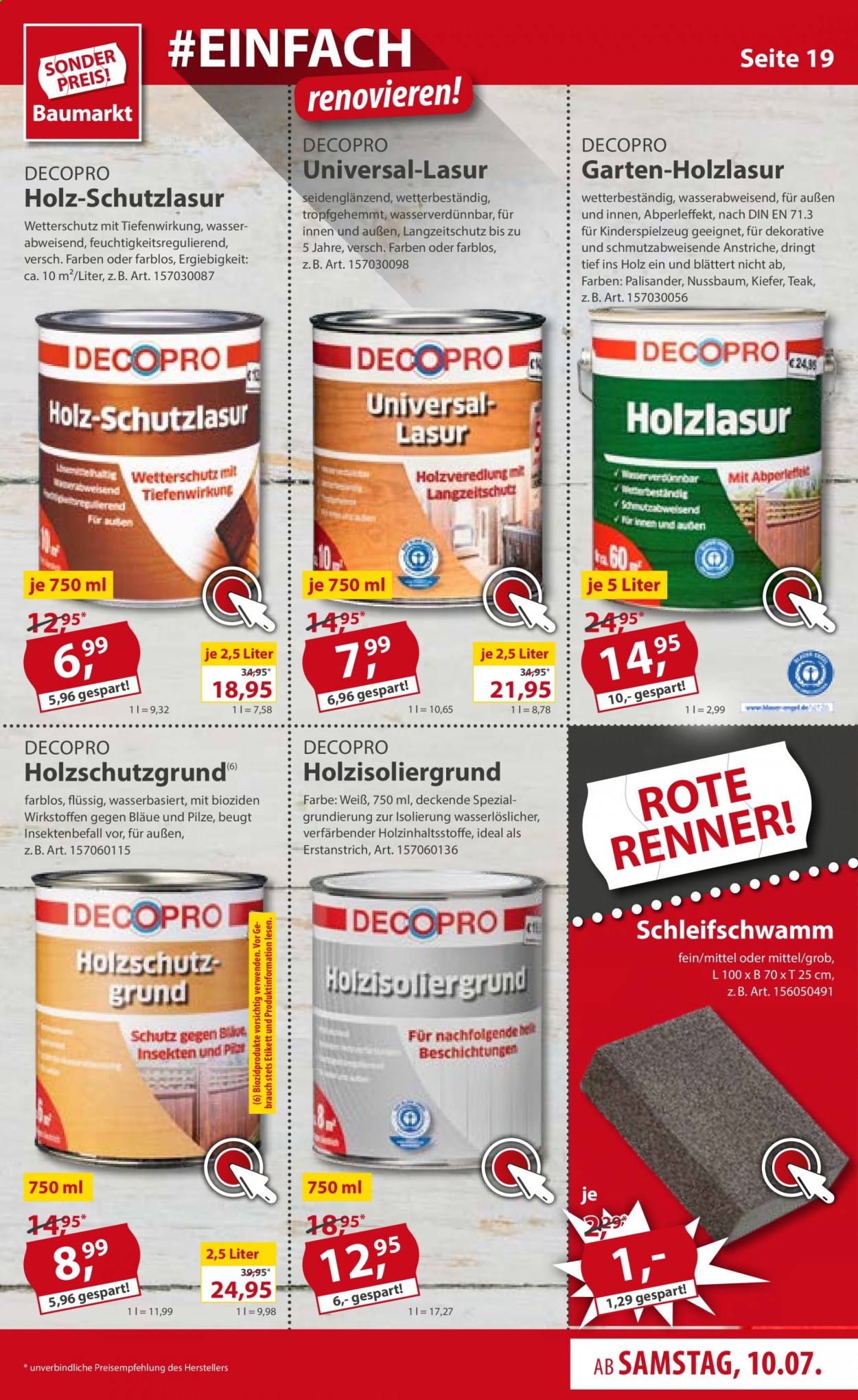 Sonderpreis-Baumarkt Prospekte  - 10.07.2021 - 16.07.2021. Seite 19