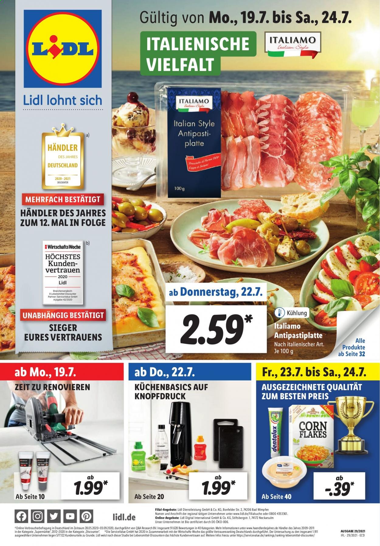 thumbnail - Prospekte Lidl - 19.07.2021 - 24.07.2021 - Produkte in Aktion - Antipasti. Seite 1.