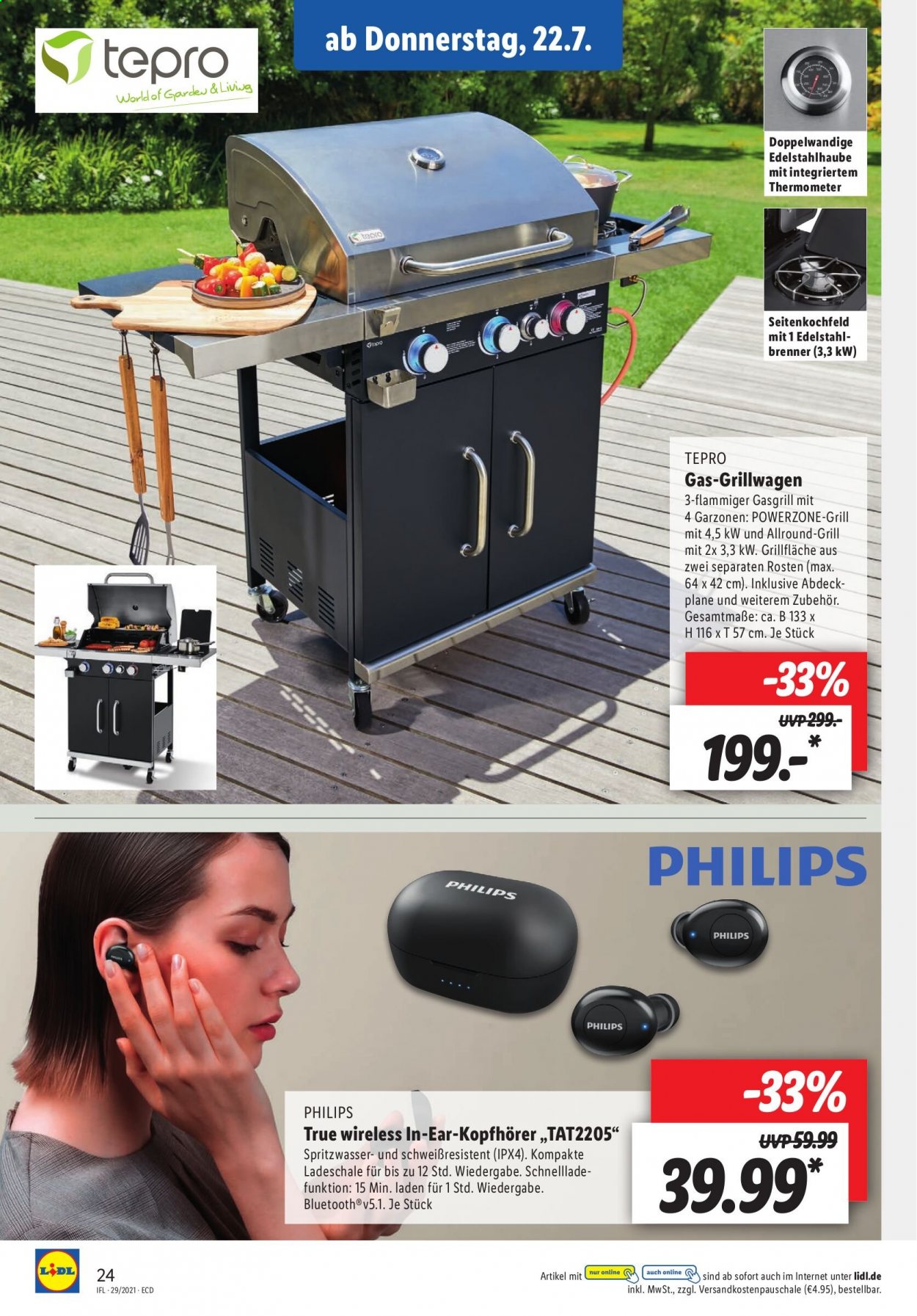 thumbnail - Prospekte Lidl - 19.07.2021 - 24.07.2021 - Produkte in Aktion - Philips, Fieberthermometer, Thermometer, Grill, Gasgrill. Seite 24.