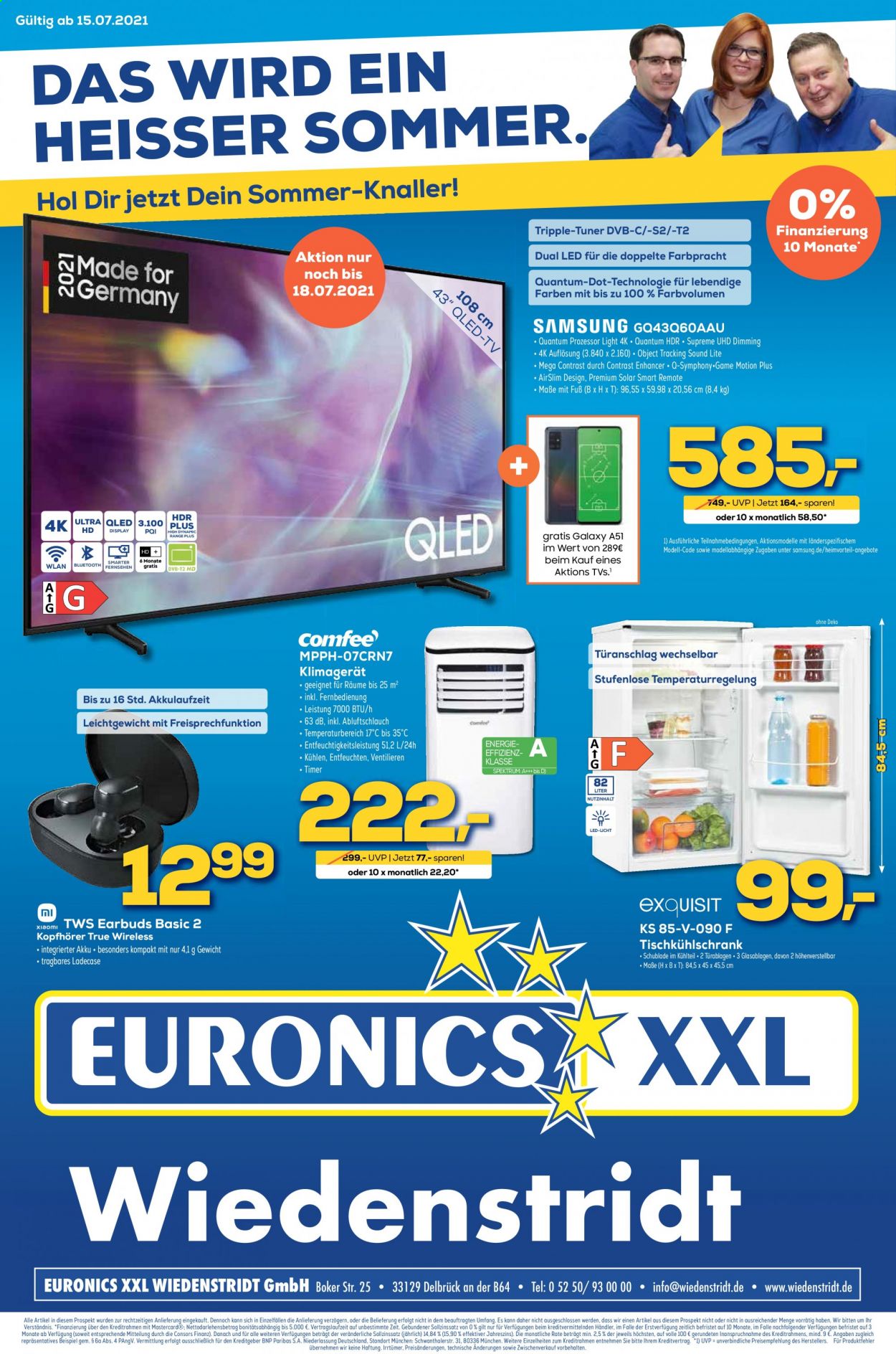 thumbnail - Prospekte Euronics - 15.07.2021 - 21.07.2021 - Produkte in Aktion - Samsung, Kopfhörer, Klimagerät. Seite 1.