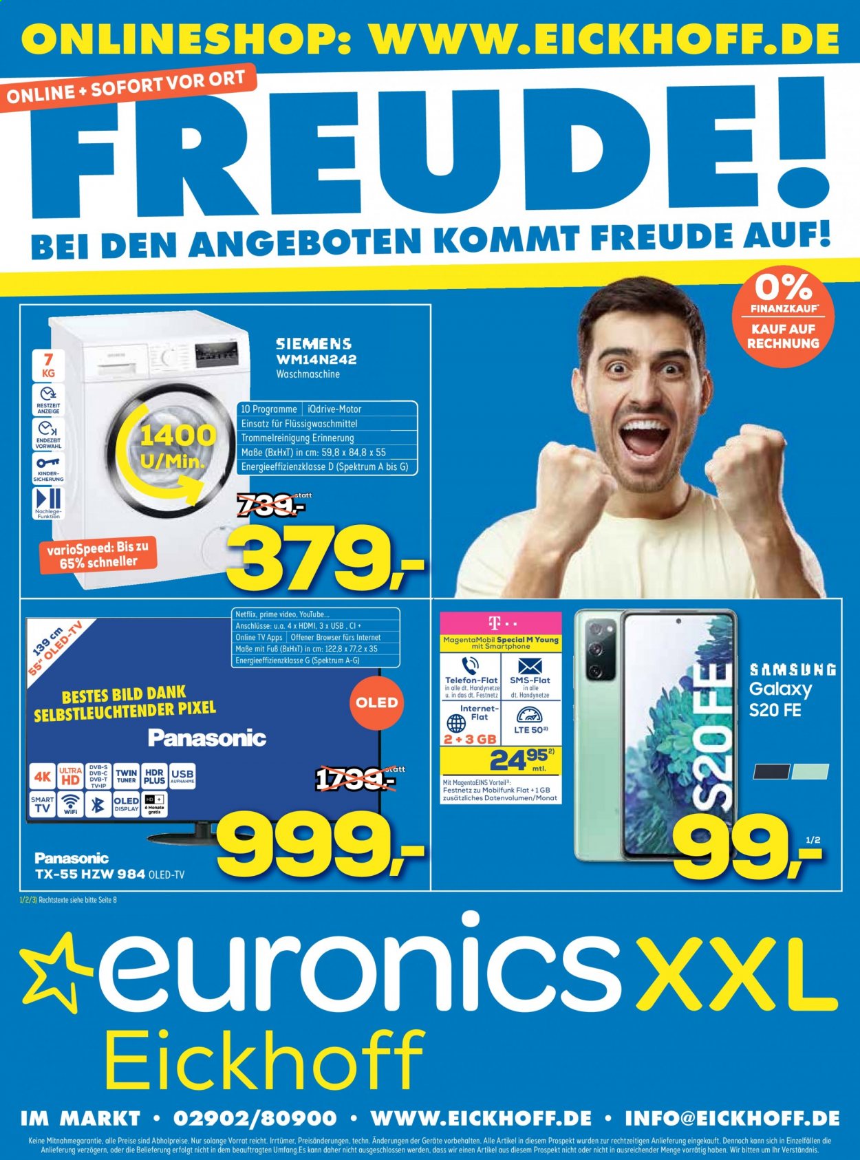 thumbnail - Prospekte Euronics - 17.07.2021 - 24.07.2021 - Produkte in Aktion - Panasonic, Samsung, Siemens, Oled-TV, Smart TV, Smartphone, Waschmaschine. Seite 1.
