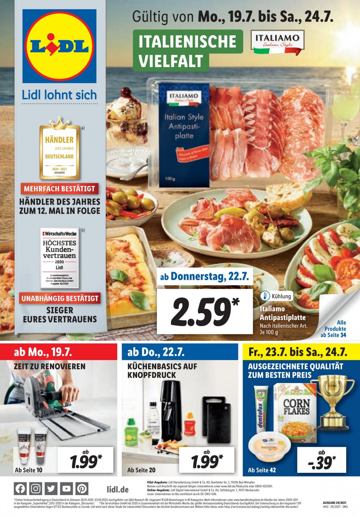 Lidl Prospekte  - 19.07.2021 - 24.07.2021. Seite 1