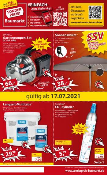 Prospekte Sonderpreis-Baumarkt - 17.7.2021 - 23.7.2021.