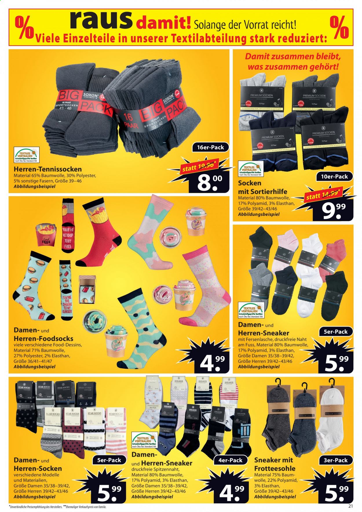 thumbnail - Prospekte famila - 19.07.2021 - 24.07.2021 - Produkte in Aktion - Sneakers, Socken. Seite 21.