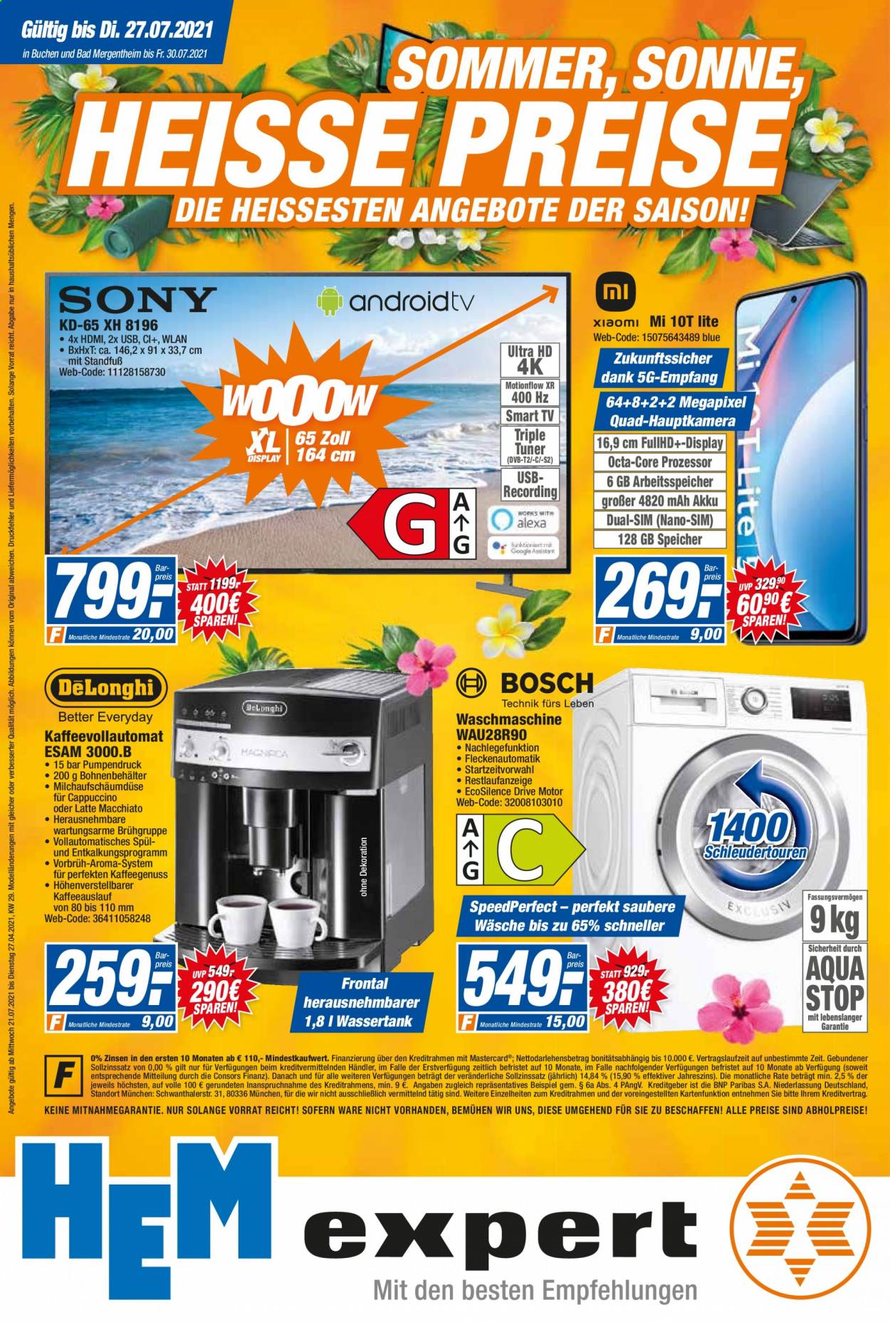 thumbnail - Prospekte Expert - 21.07.2021 - 27.07.2021 - Produkte in Aktion - Smart TV, Waschmaschine, Kaffeeautomat. Seite 1.